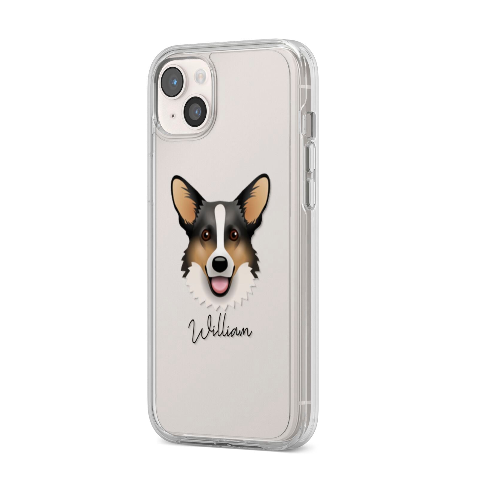 Cardigan Welsh Corgi Personalised iPhone 14 Plus Clear Tough Case Starlight Angled Image