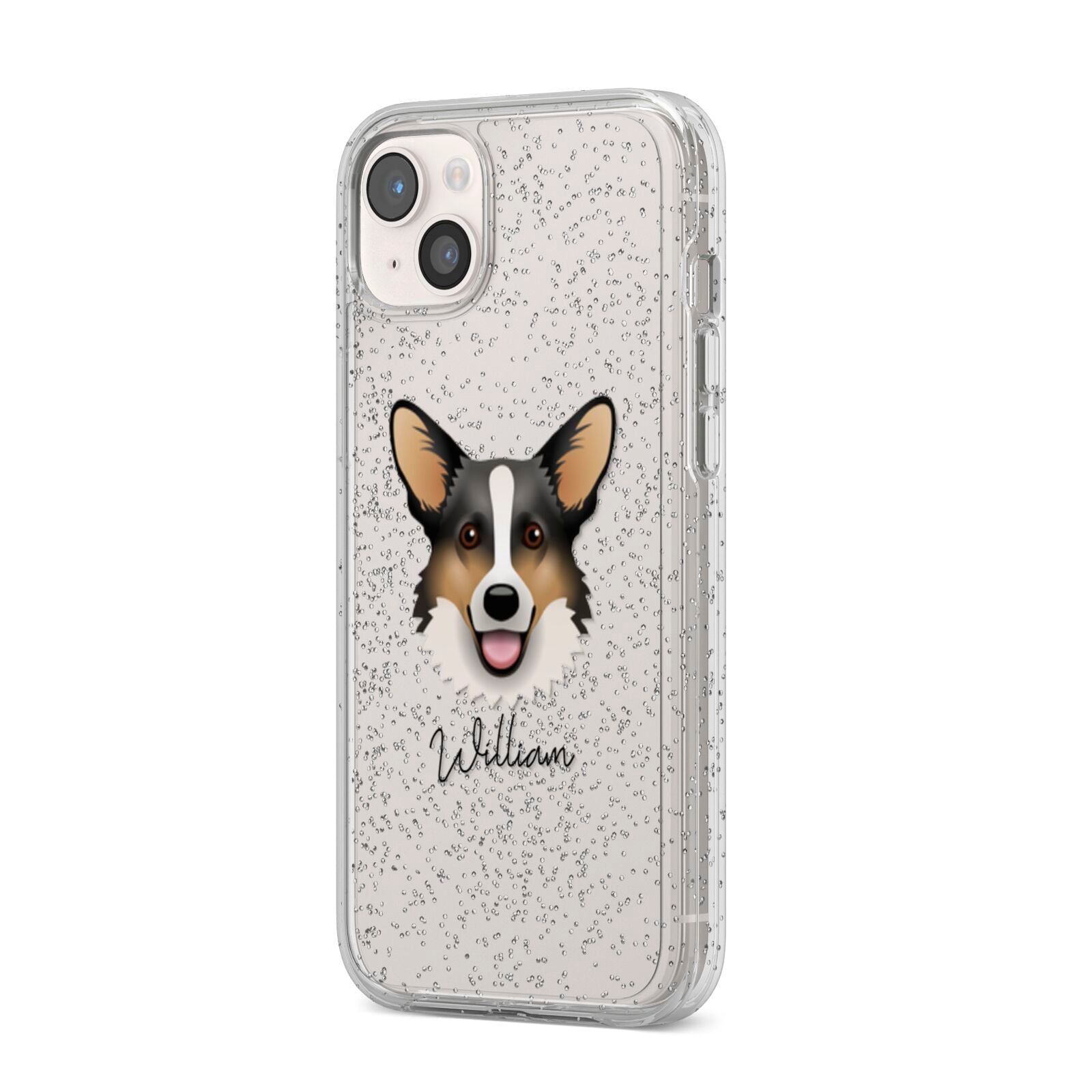 Cardigan Welsh Corgi Personalised iPhone 14 Plus Glitter Tough Case Starlight Angled Image