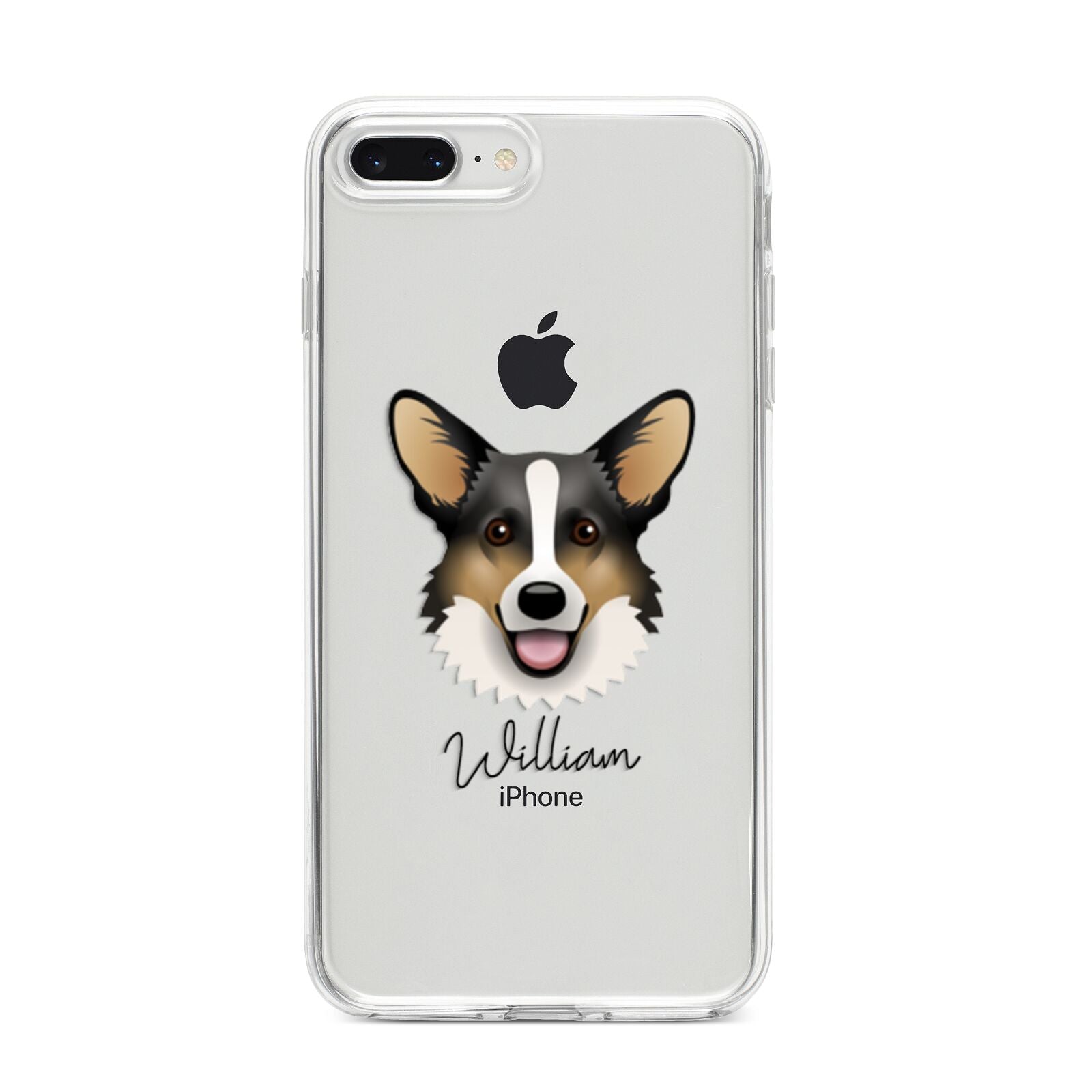 Cardigan Welsh Corgi Personalised iPhone 8 Plus Bumper Case on Silver iPhone