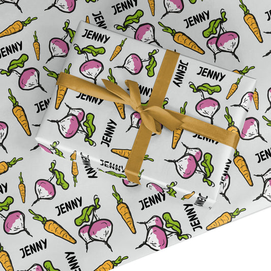 Carrots and Turnips with Name Custom Wrapping Paper