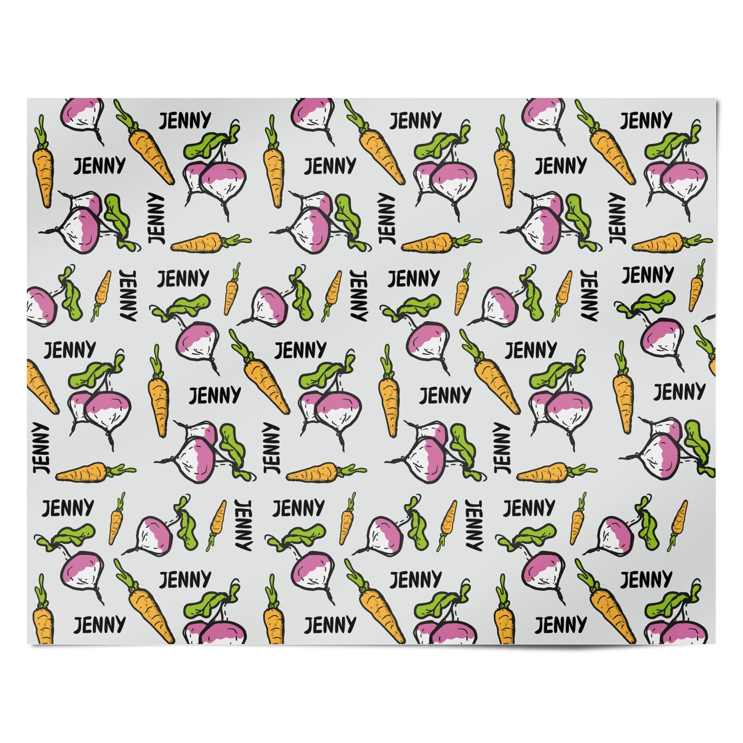 Carrots and Turnips with Name Personalised Wrapping Paper Alternative