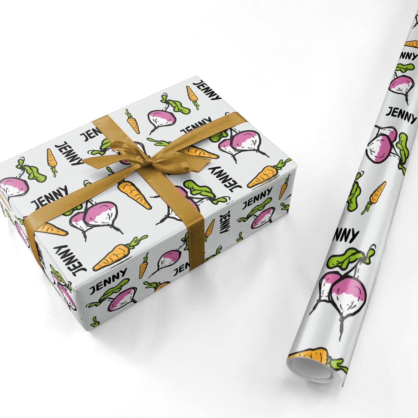 Carrots and Turnips with Name Personalised Wrapping Paper