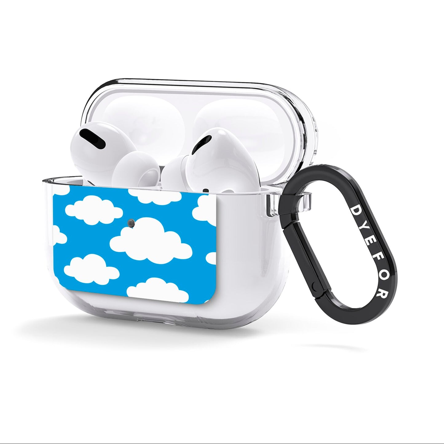 Cartoon Clouds and Blue Sky AirPods Clear Case 3rd Gen Side Image