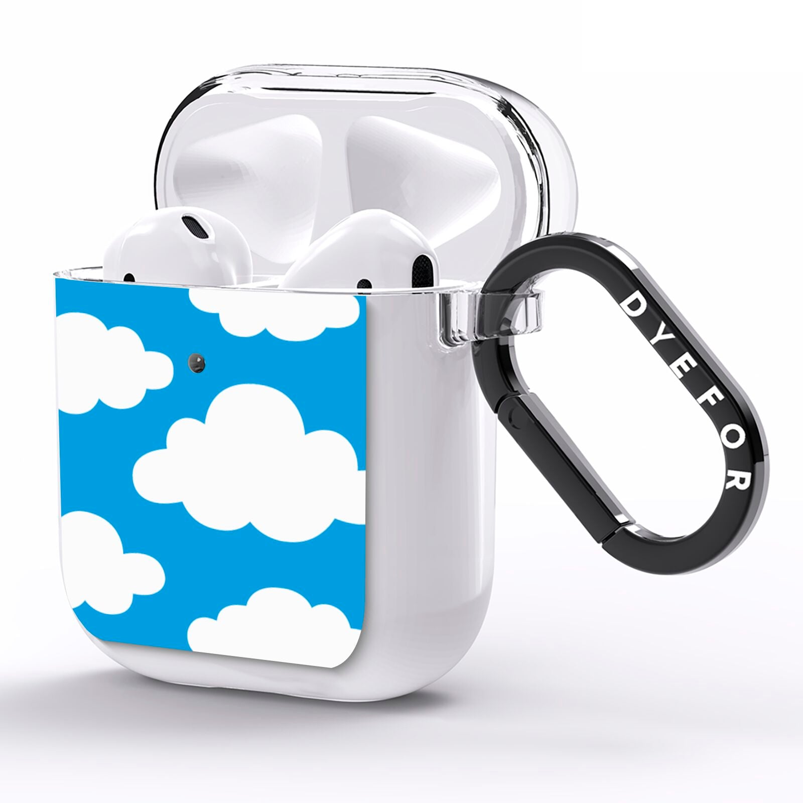 Cartoon Clouds and Blue Sky AirPods Clear Case Side Image