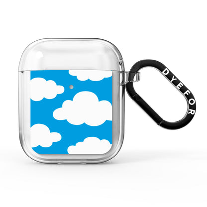 Cartoon Clouds and Blue Sky AirPods Clear Case