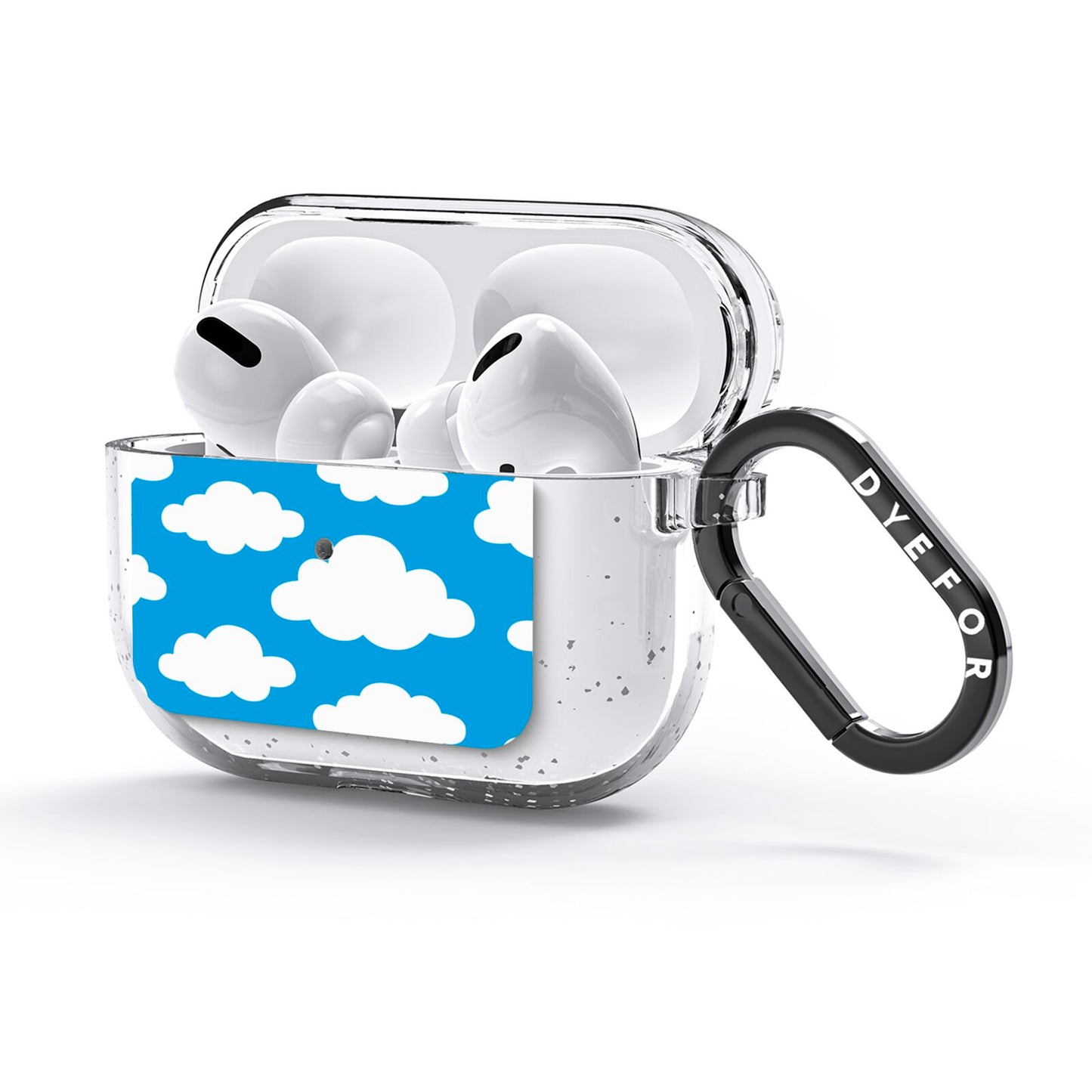 Cartoon Clouds and Blue Sky AirPods Glitter Case 3rd Gen Side Image