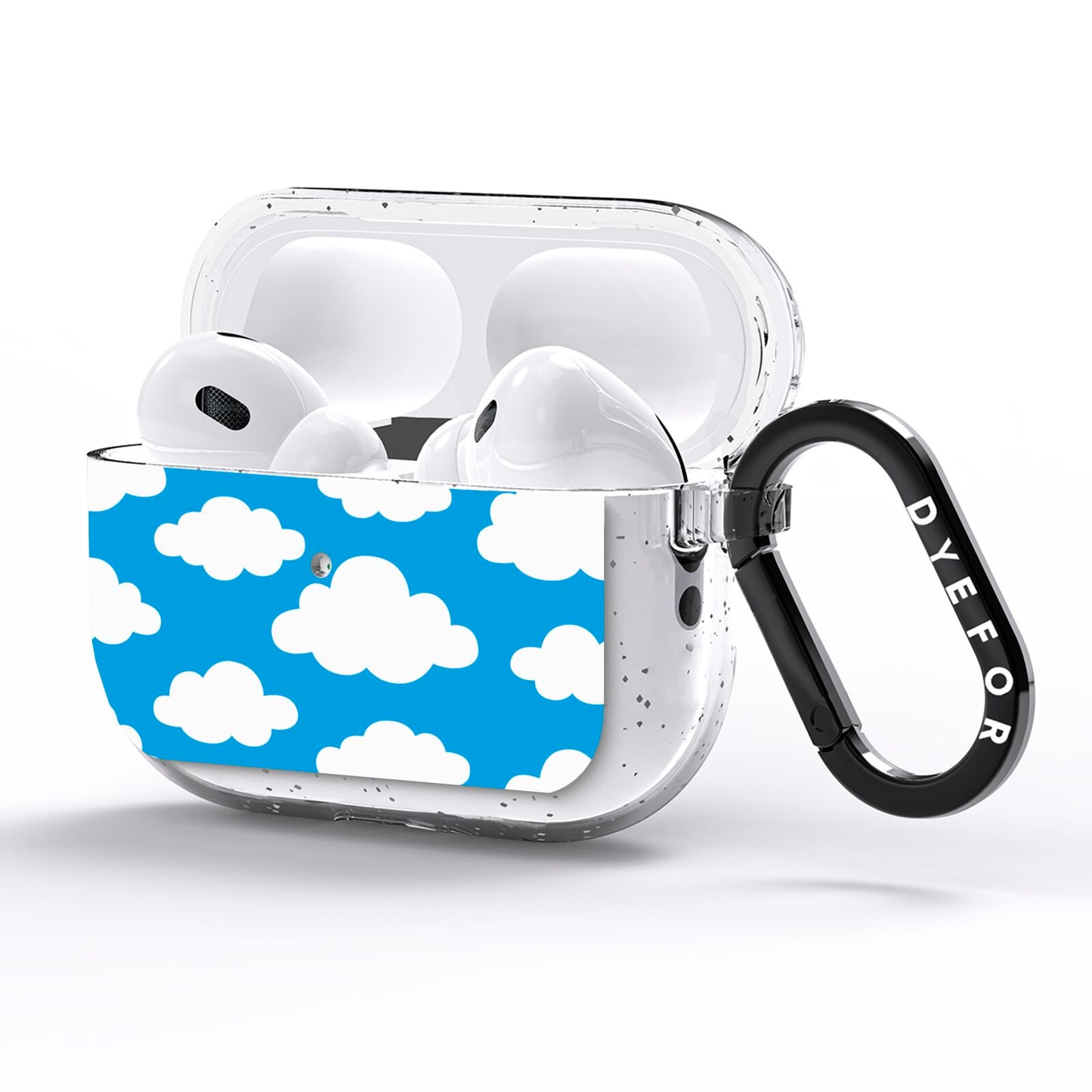 Cartoon Clouds and Blue Sky AirPods Pro Glitter Case Side Image