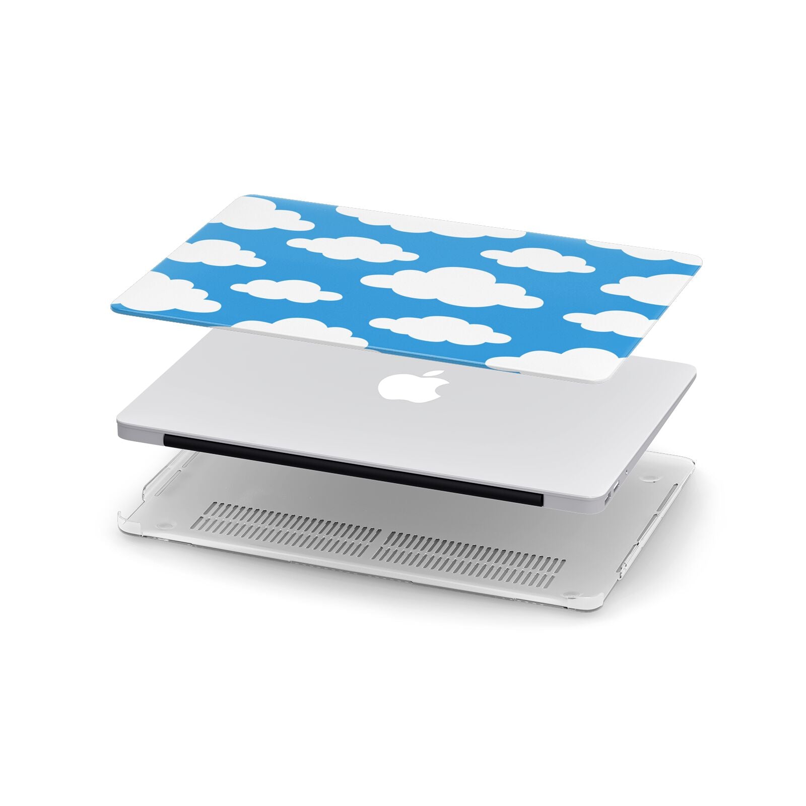 Cartoon Clouds and Blue Sky Apple MacBook Case in Detail