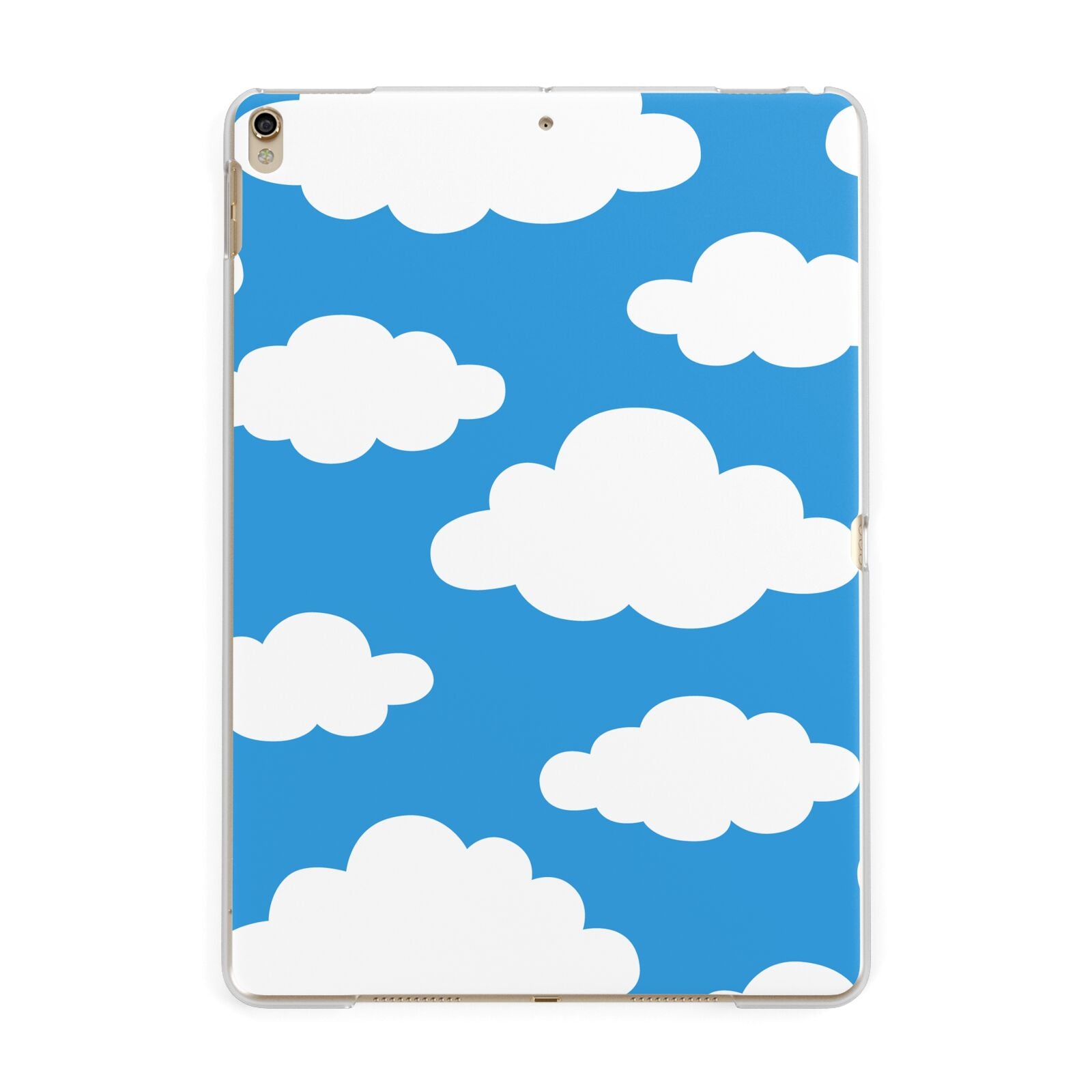 Cartoon Clouds and Blue Sky Apple iPad Gold Case