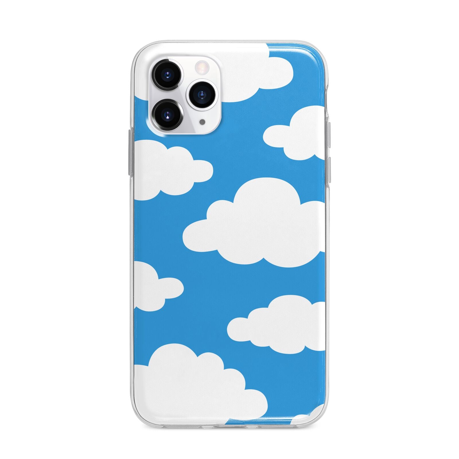 Cartoon Clouds and Blue Sky Apple iPhone 11 Pro Max in Silver with Bumper Case