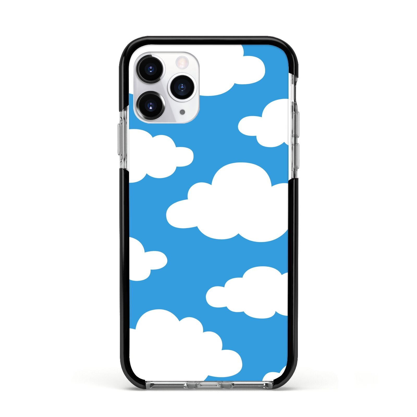 Cartoon Clouds and Blue Sky Apple iPhone 11 Pro in Silver with Black Impact Case