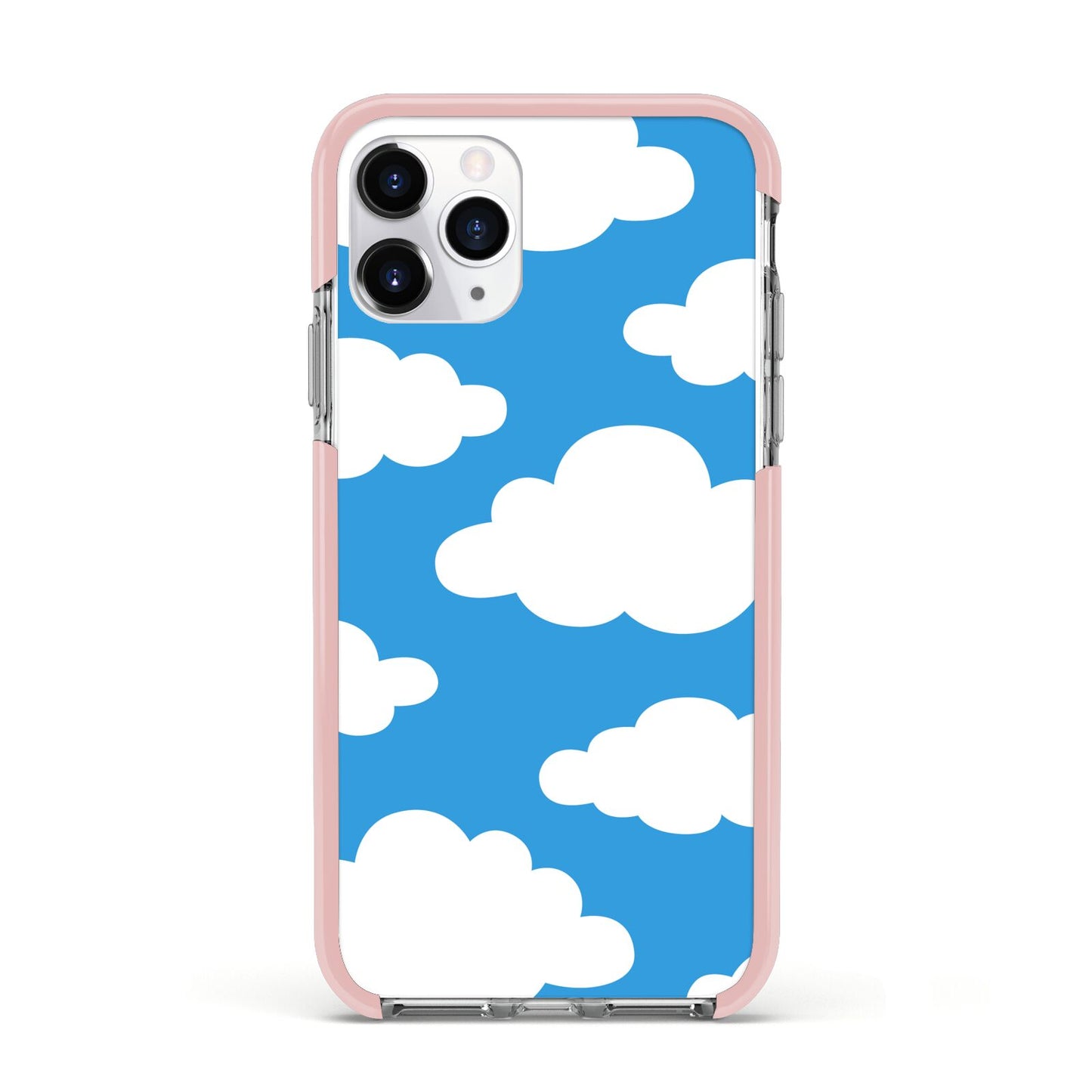 Cartoon Clouds and Blue Sky Apple iPhone 11 Pro in Silver with Pink Impact Case