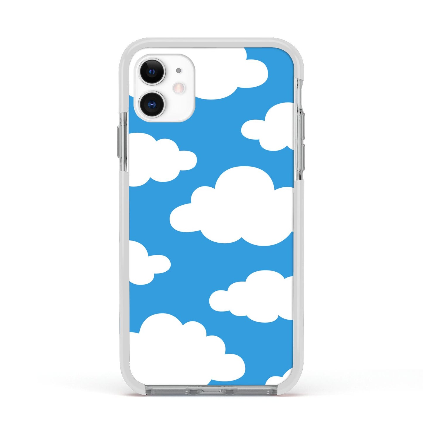 Cartoon Clouds and Blue Sky Apple iPhone 11 in White with White Impact Case