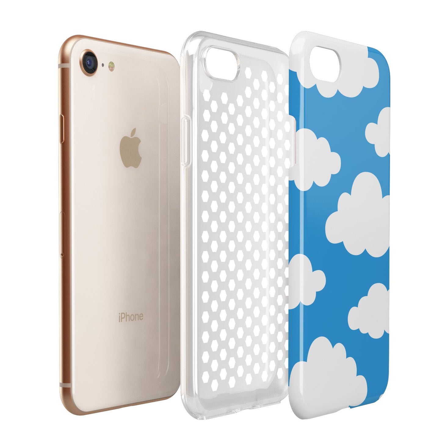 Cartoon Clouds and Blue Sky Apple iPhone 7 8 3D Tough Case Expanded View