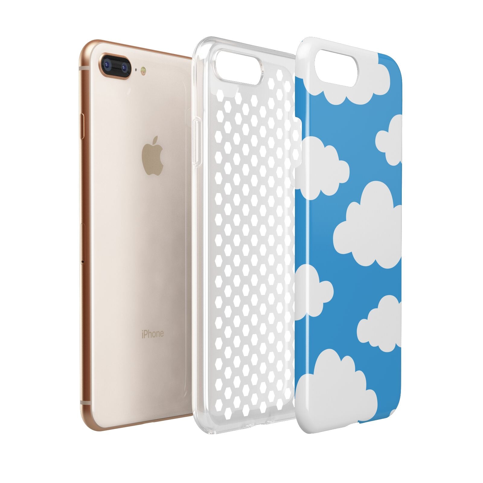 Cartoon Clouds and Blue Sky Apple iPhone 7 8 Plus 3D Tough Case Expanded View