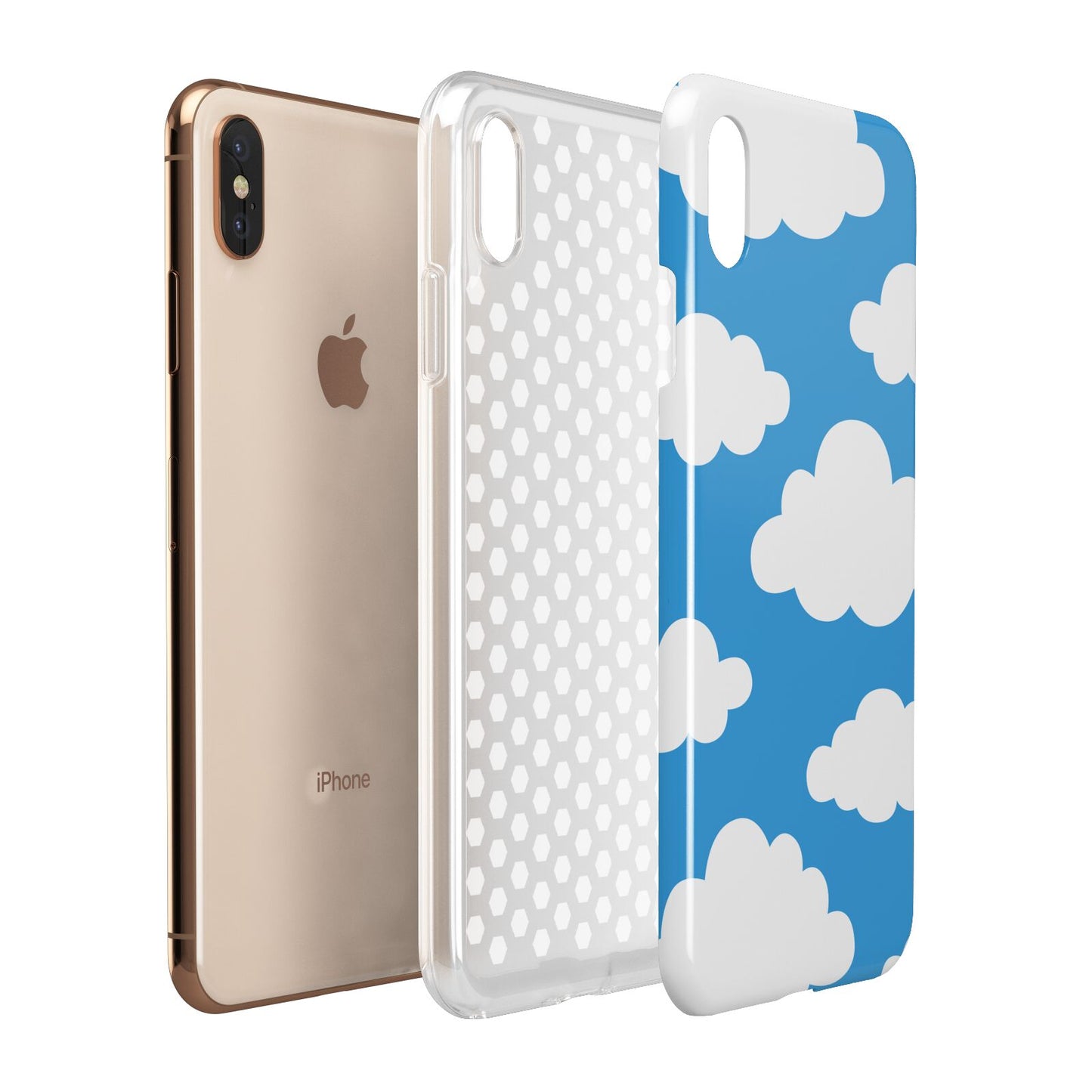 Cartoon Clouds and Blue Sky Apple iPhone Xs Max 3D Tough Case Expanded View