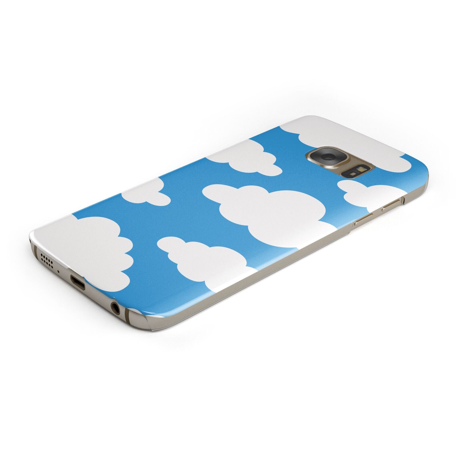 Cartoon Clouds and Blue Sky Protective Samsung Galaxy Case Angled Image