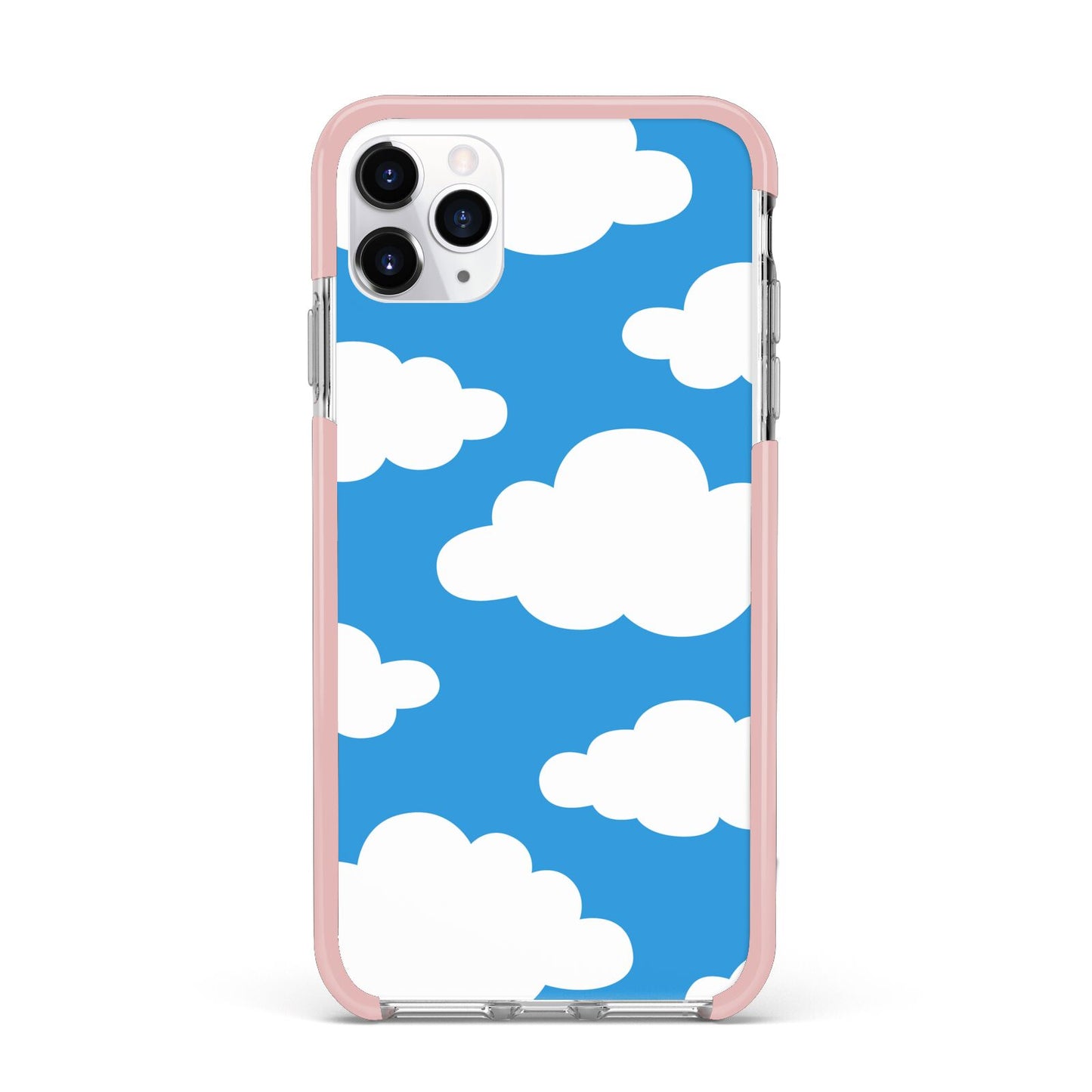 Cartoon Clouds and Blue Sky iPhone 11 Pro Max Impact Pink Edge Case