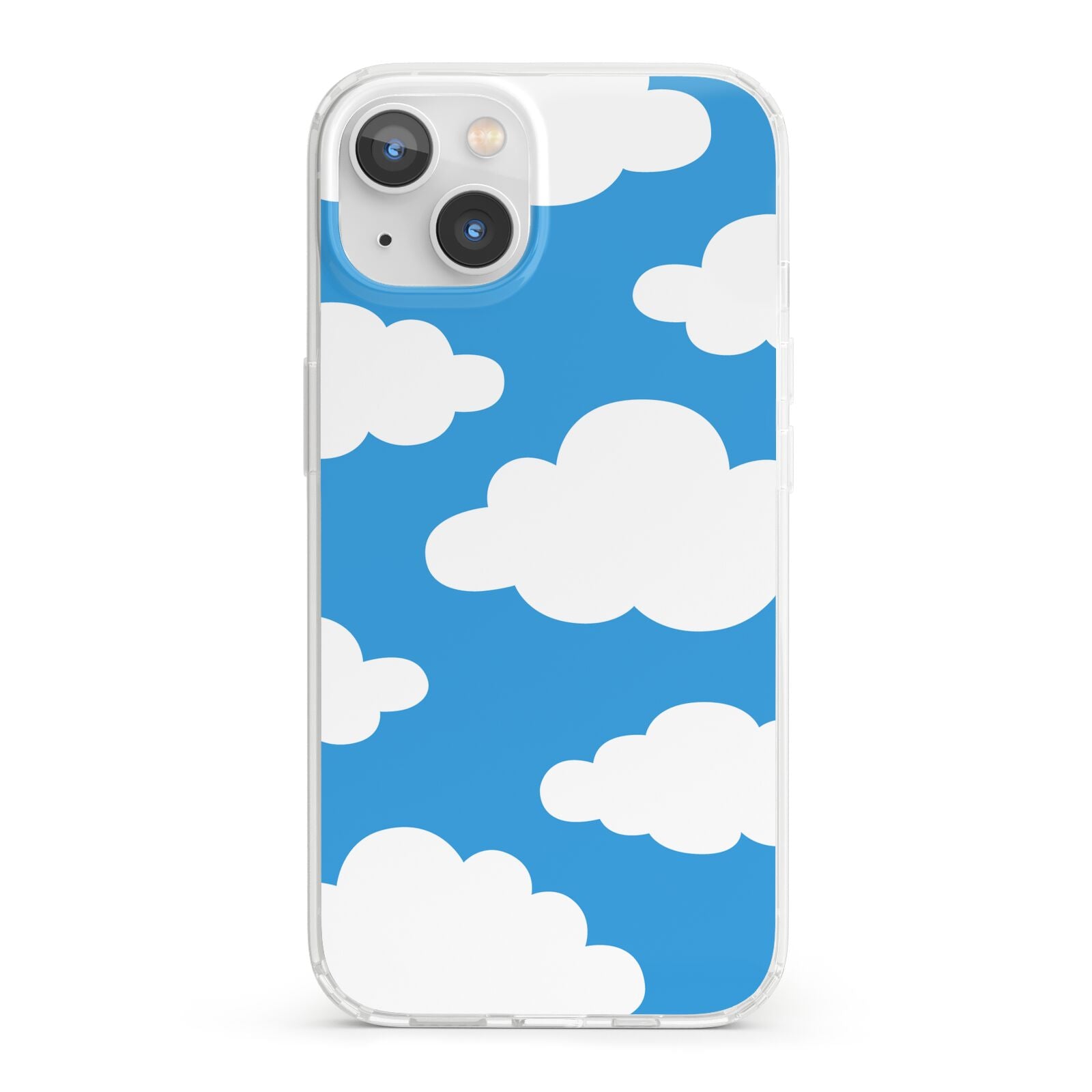 Cartoon Clouds and Blue Sky iPhone 13 Clear Bumper Case