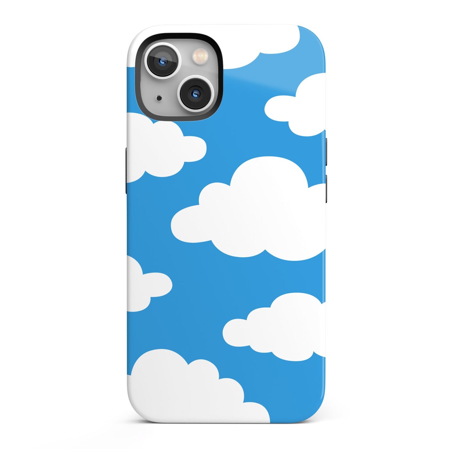 Cartoon Clouds and Blue Sky iPhone 13 Full Wrap 3D Tough Case