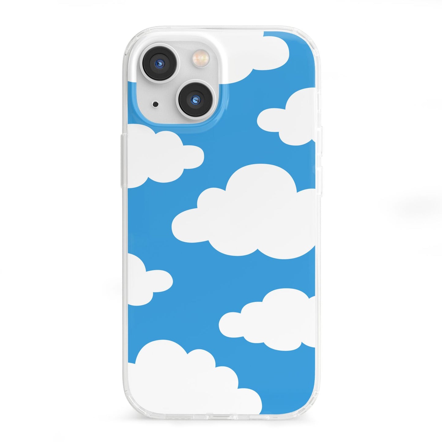 Cartoon Clouds and Blue Sky iPhone 13 Mini Clear Bumper Case