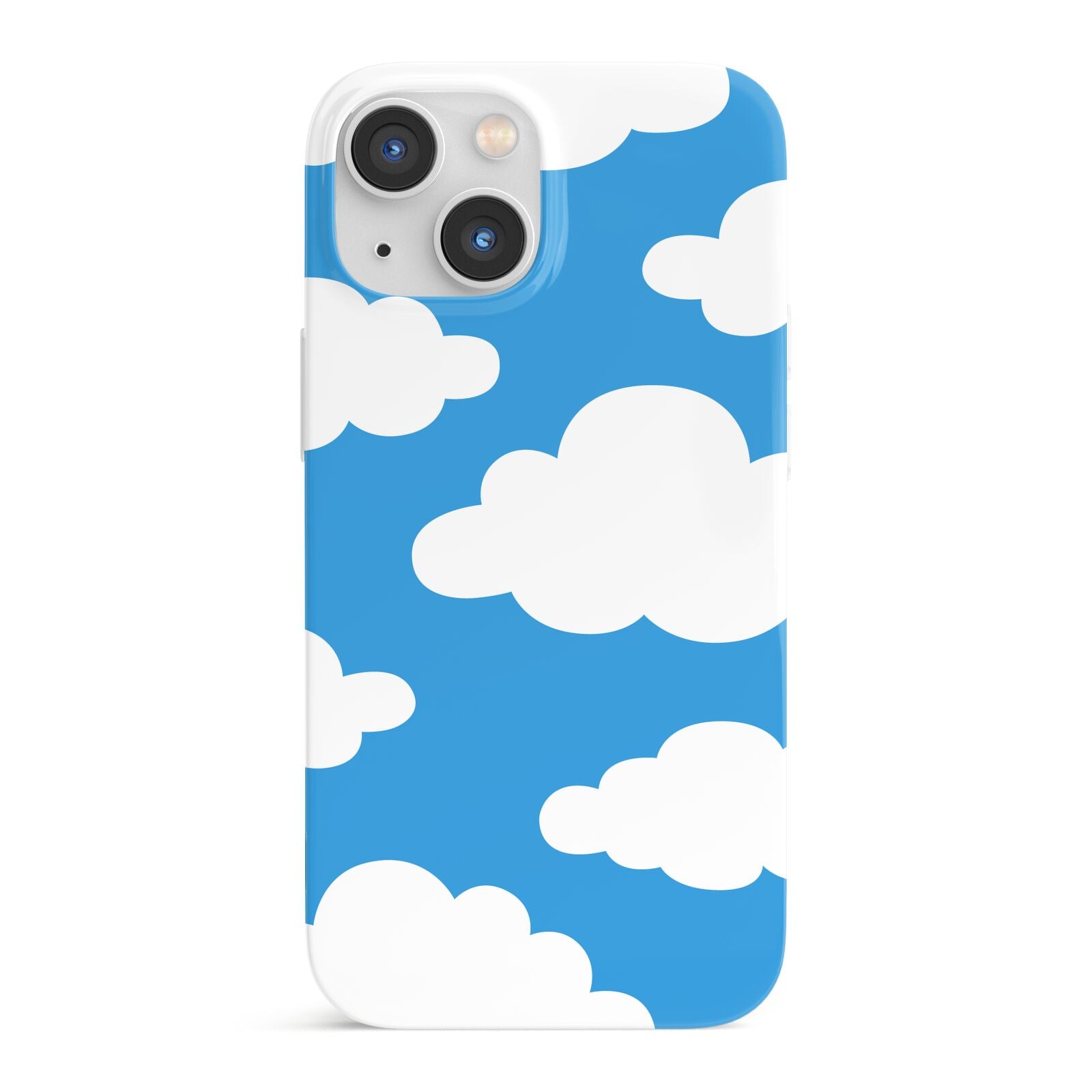 Cartoon Clouds and Blue Sky iPhone 13 Mini Full Wrap 3D Snap Case