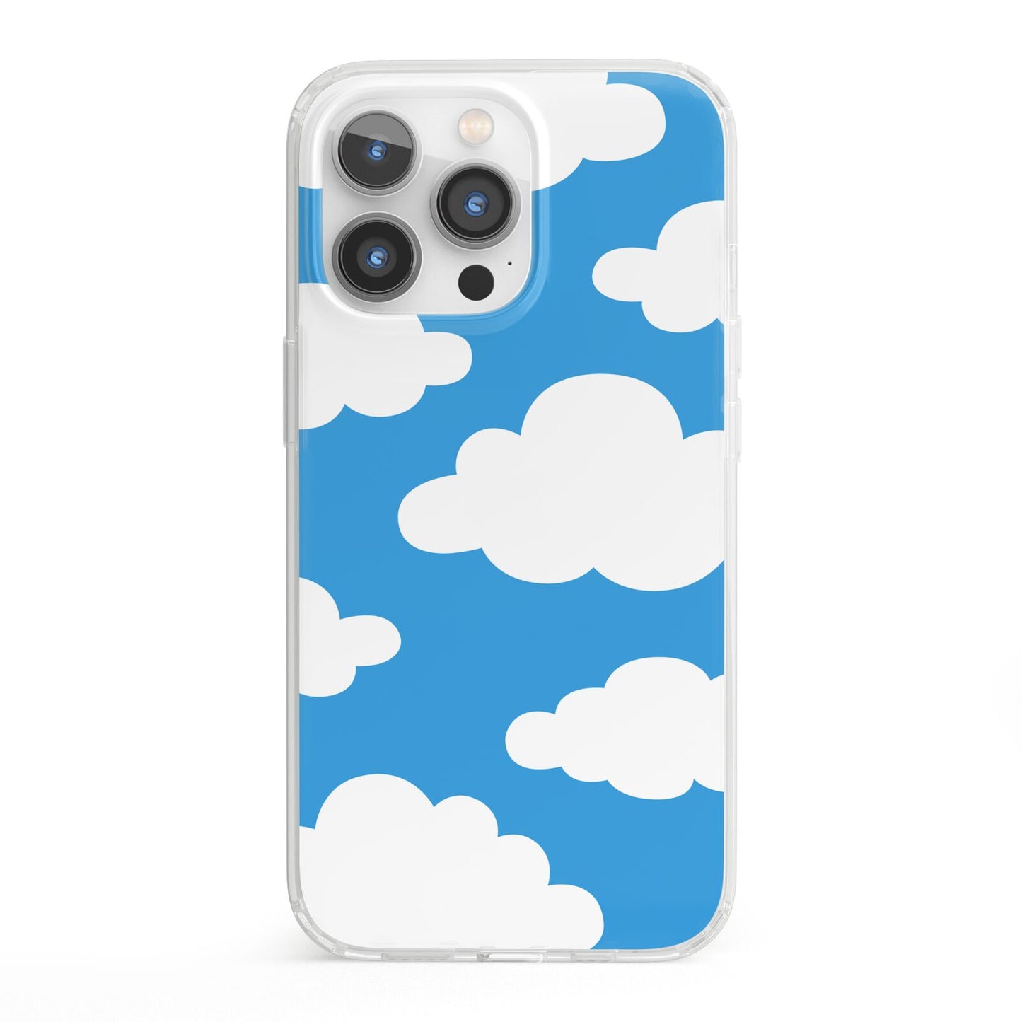 Cartoon Clouds and Blue Sky iPhone 13 Pro Clear Bumper Case