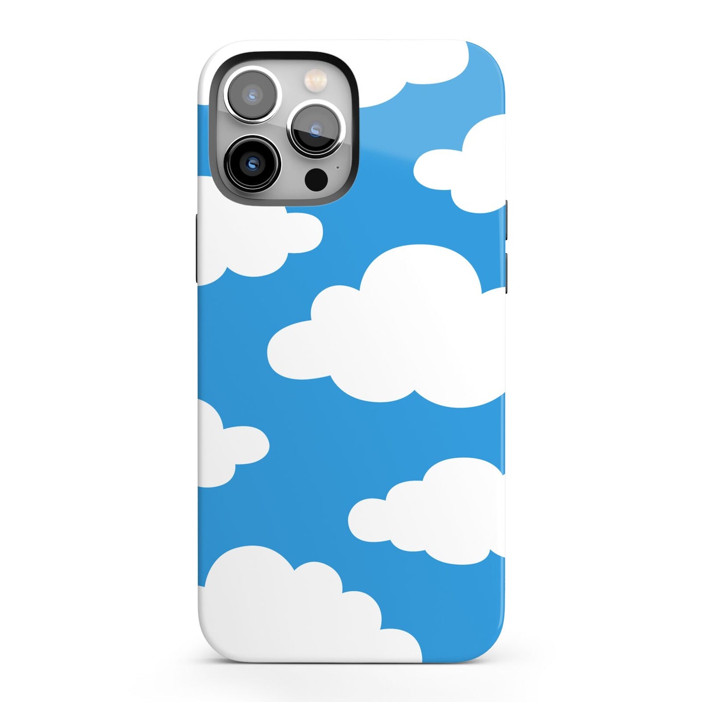 Cartoon Clouds and Blue Sky iPhone 13 Pro Max Full Wrap 3D Tough Case