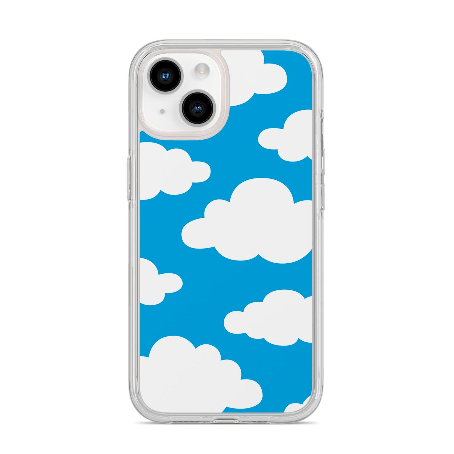 Cartoon Clouds and Blue Sky iPhone 14 Clear Tough Case Starlight