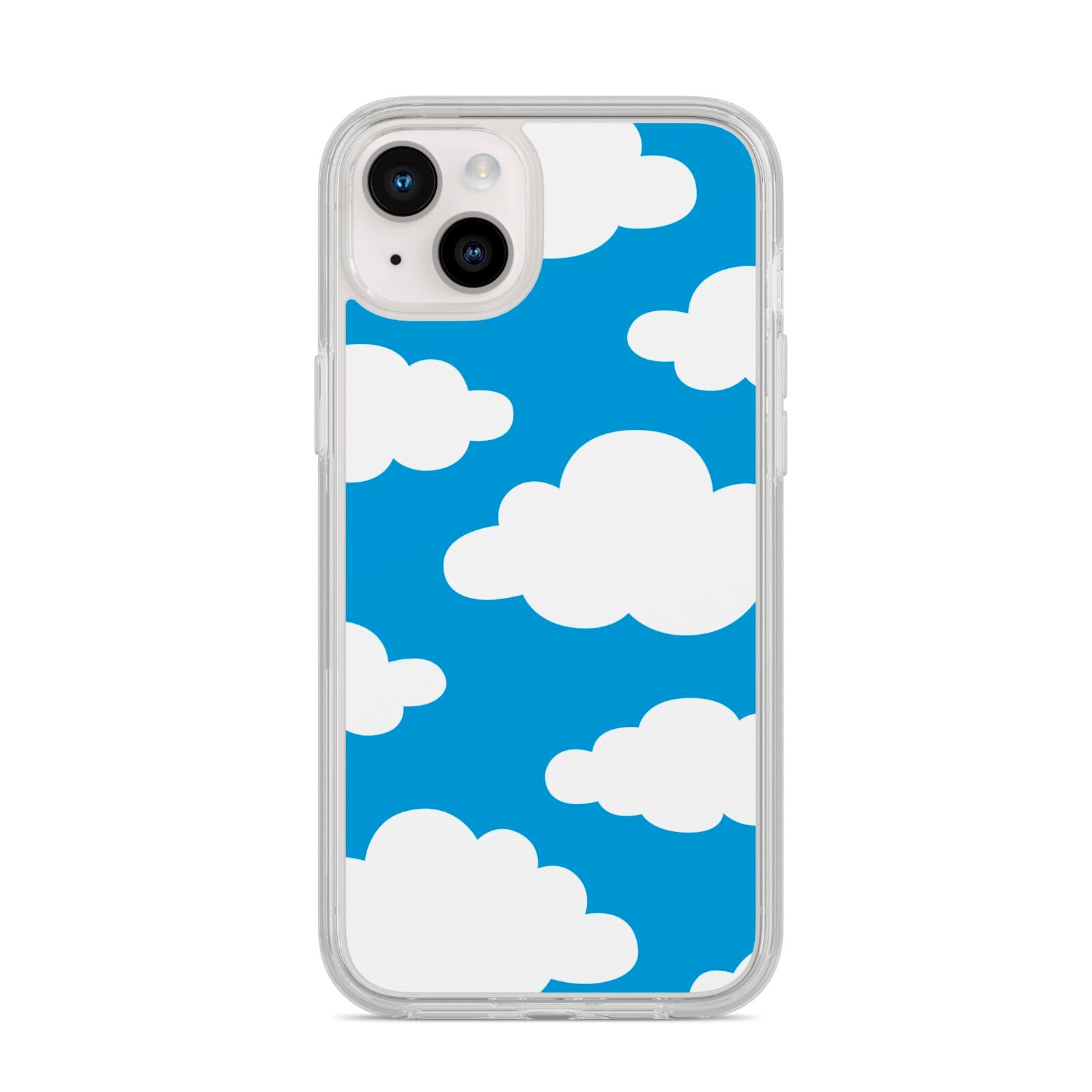 Cartoon Clouds and Blue Sky iPhone 14 Plus Clear Tough Case Starlight