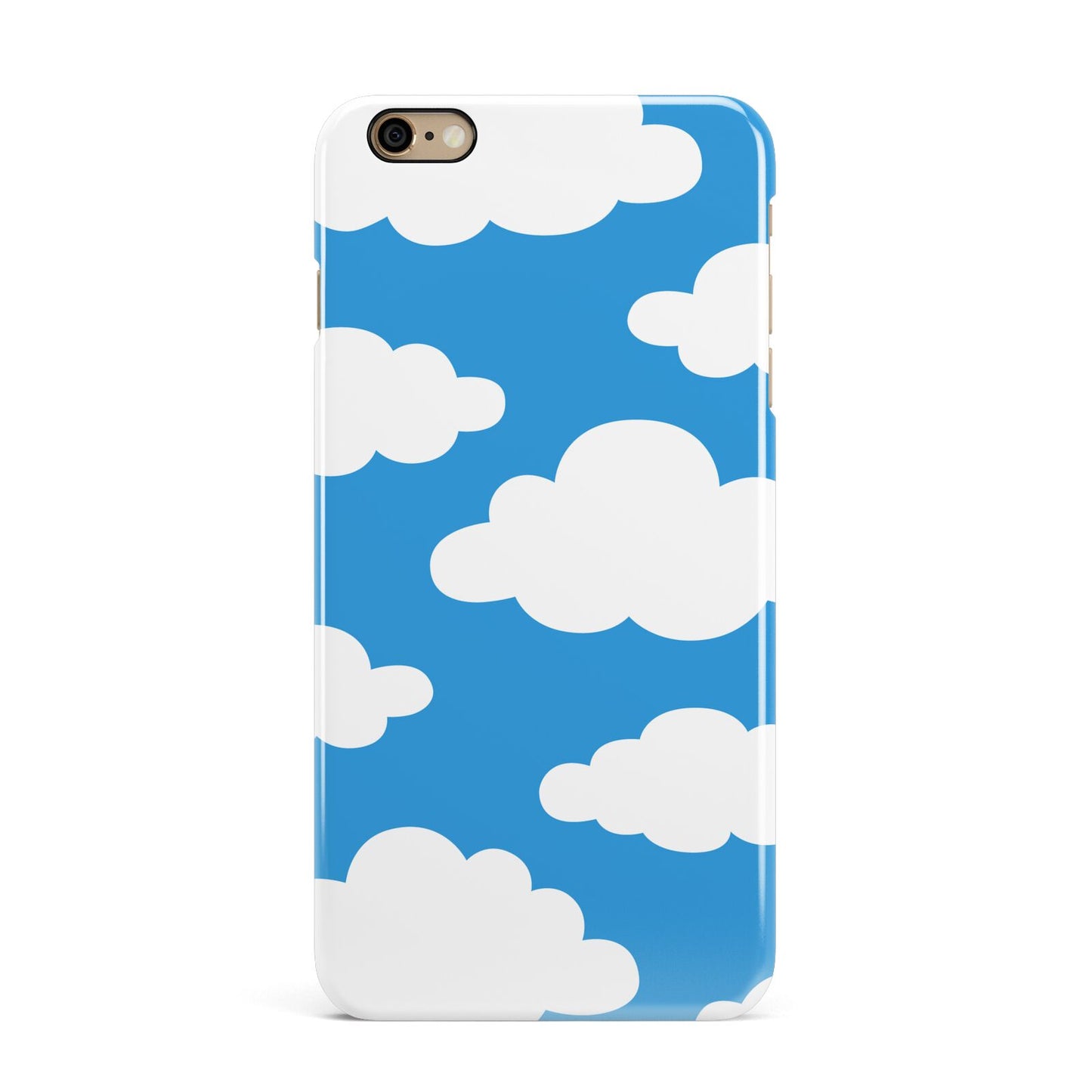 Cartoon Clouds and Blue Sky iPhone 6 Plus 3D Snap Case on Gold Phone