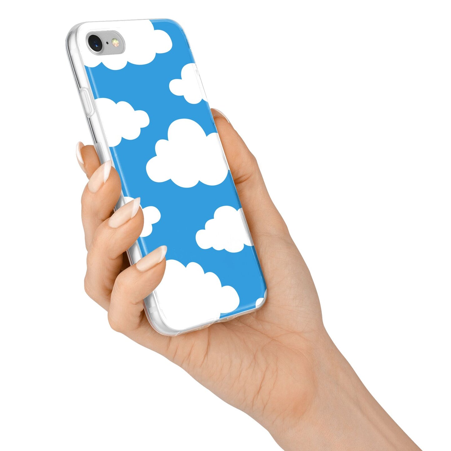 Cartoon Clouds and Blue Sky iPhone 7 Bumper Case on Silver iPhone Alternative Image