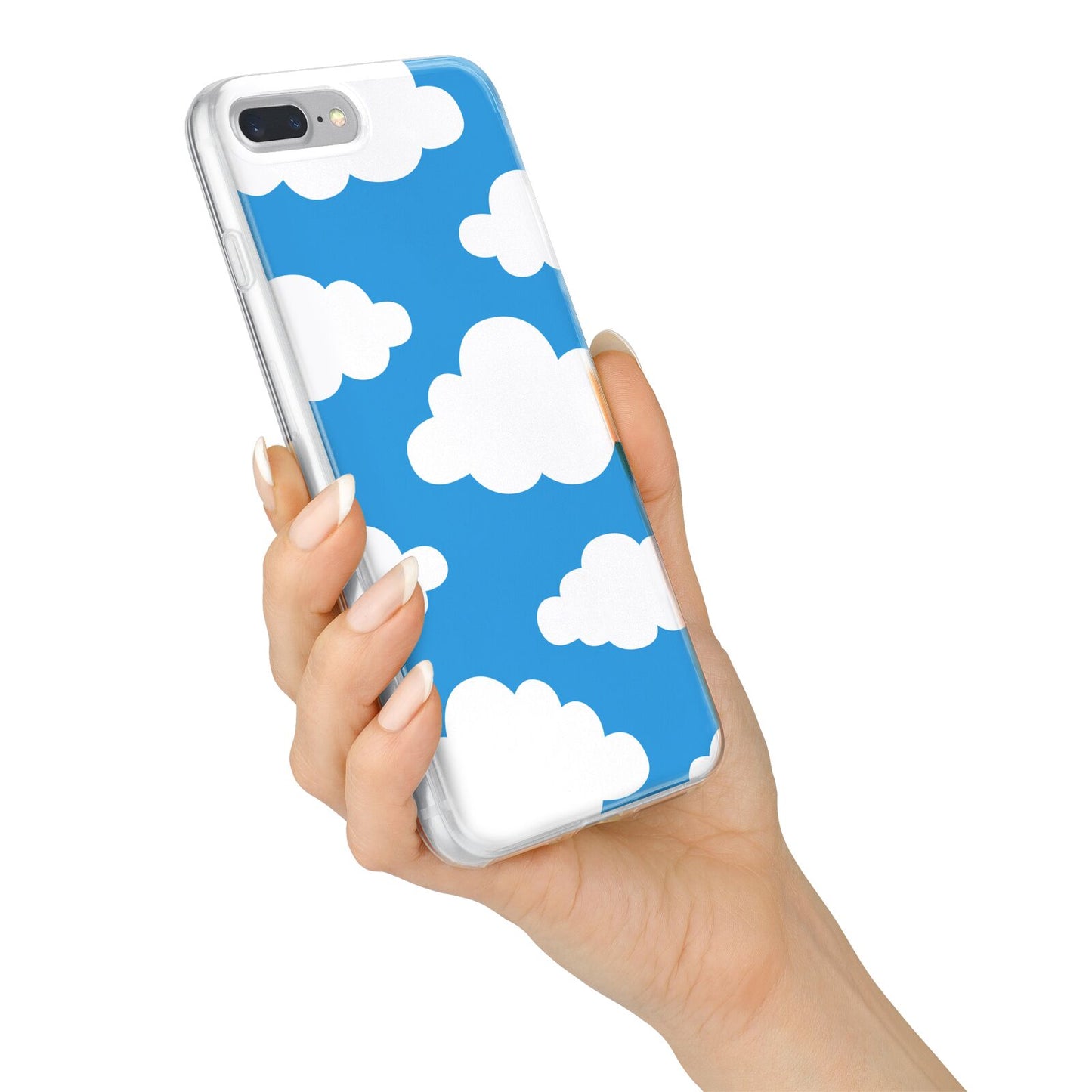 Cartoon Clouds and Blue Sky iPhone 7 Plus Bumper Case on Silver iPhone Alternative Image