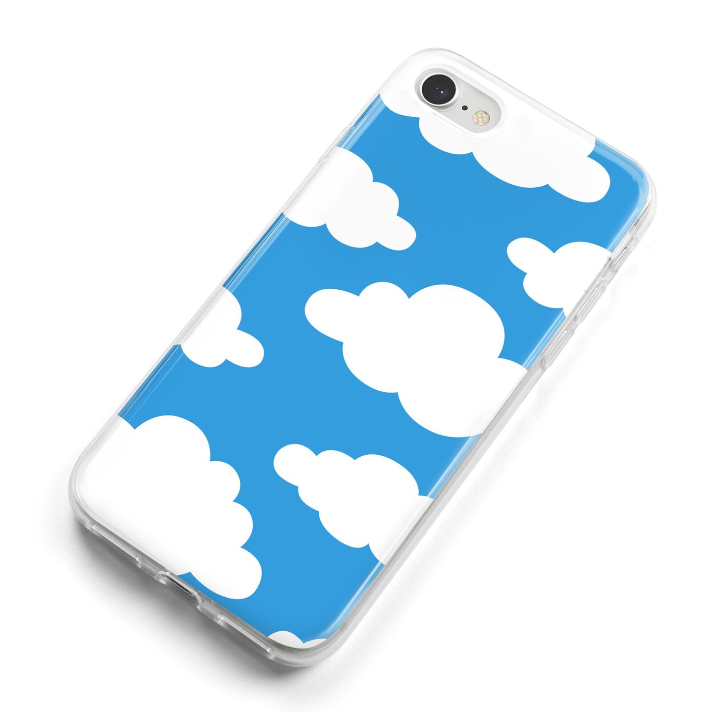 Cartoon Clouds and Blue Sky iPhone 8 Bumper Case on Silver iPhone Alternative Image