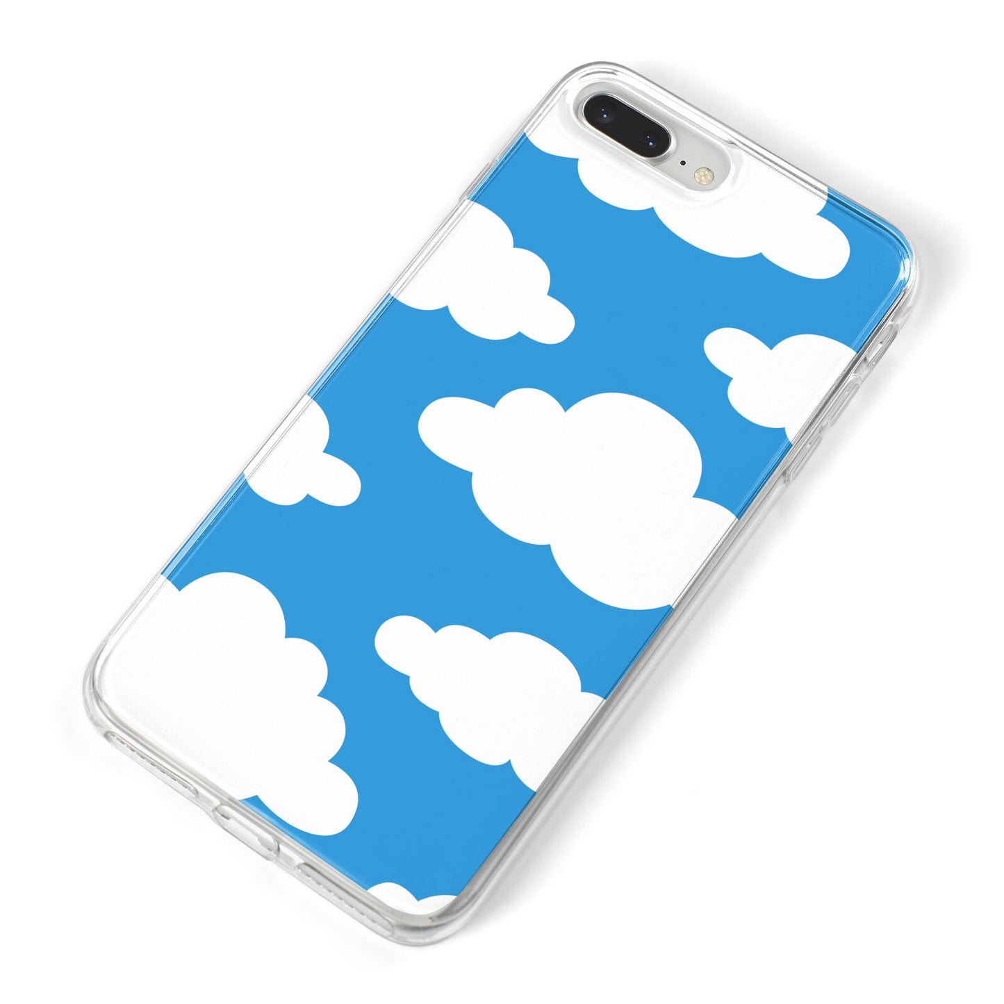 Cartoon Clouds and Blue Sky iPhone 8 Plus Bumper Case on Silver iPhone Alternative Image