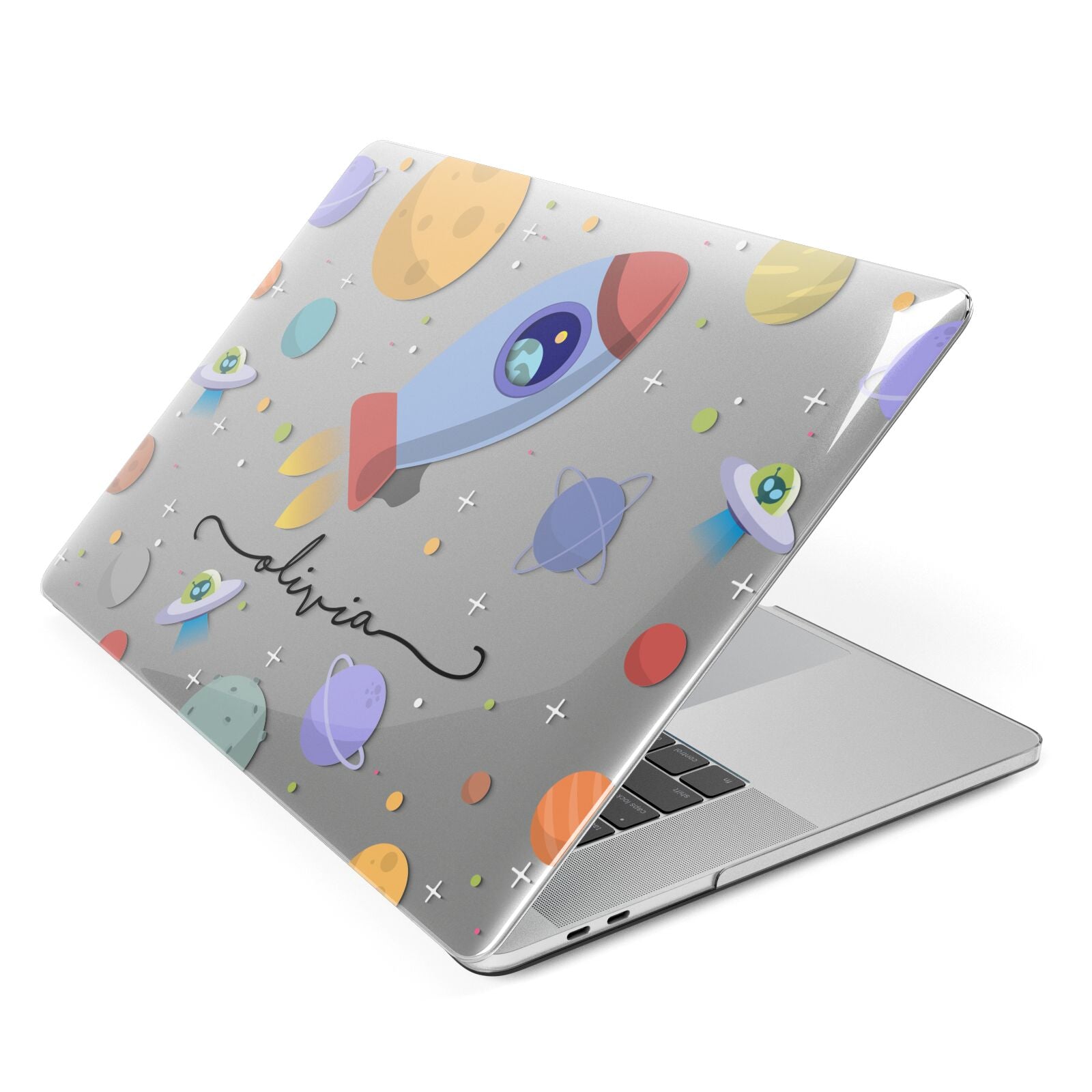 Cartoon Space Artwork with Name Apple MacBook Case Side View