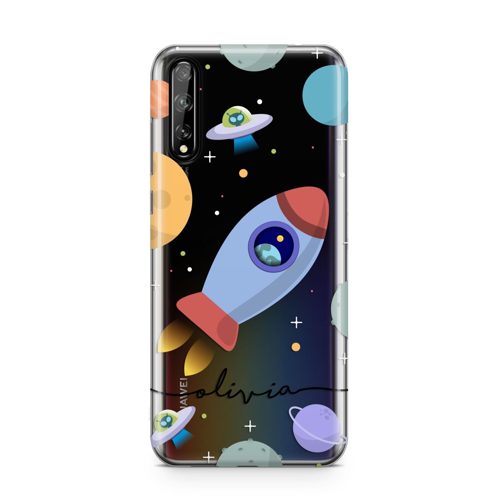 Cartoon Space Artwork with Name Huawei Enjoy 10s Phone Case