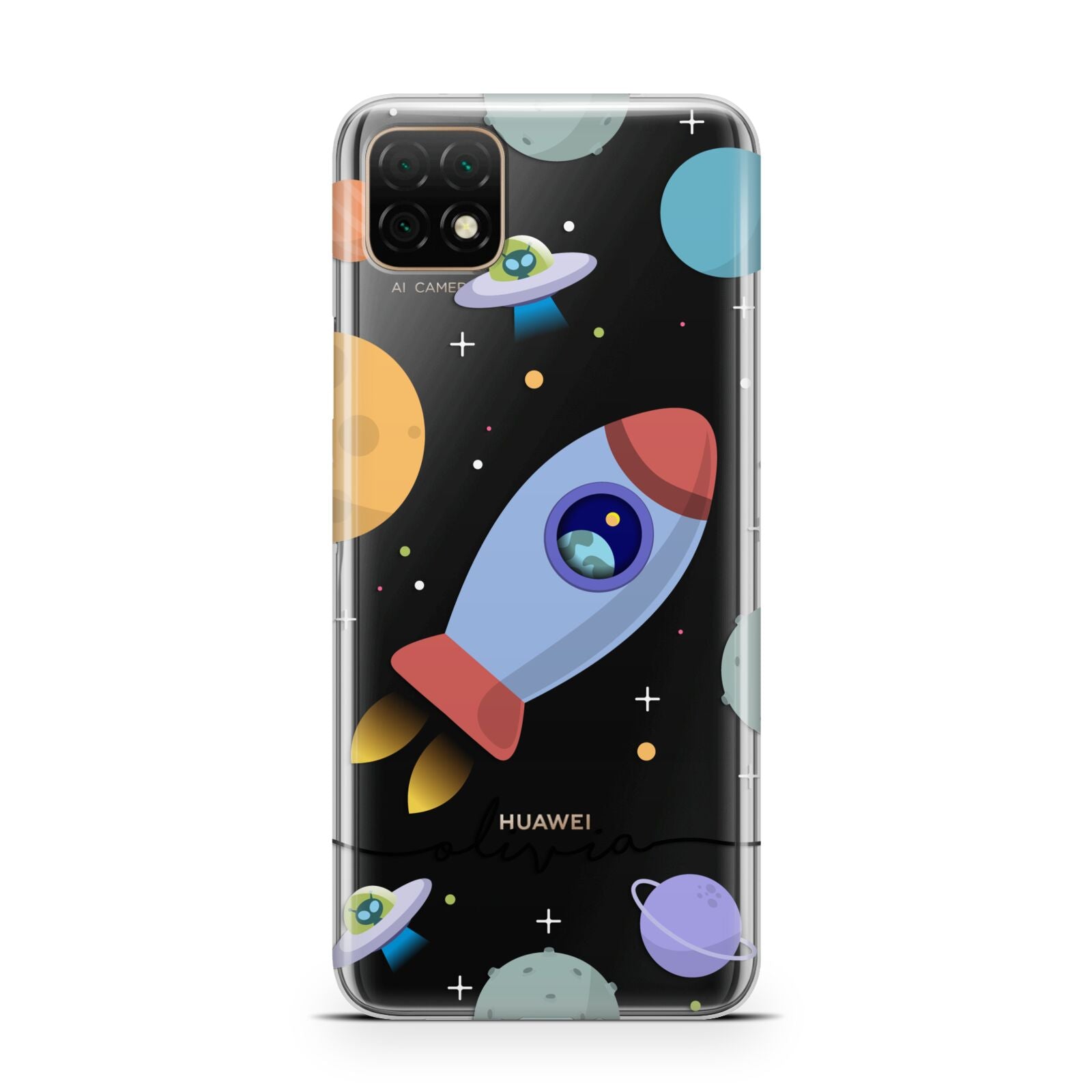 Cartoon Space Artwork with Name Huawei Enjoy 20 Phone Case