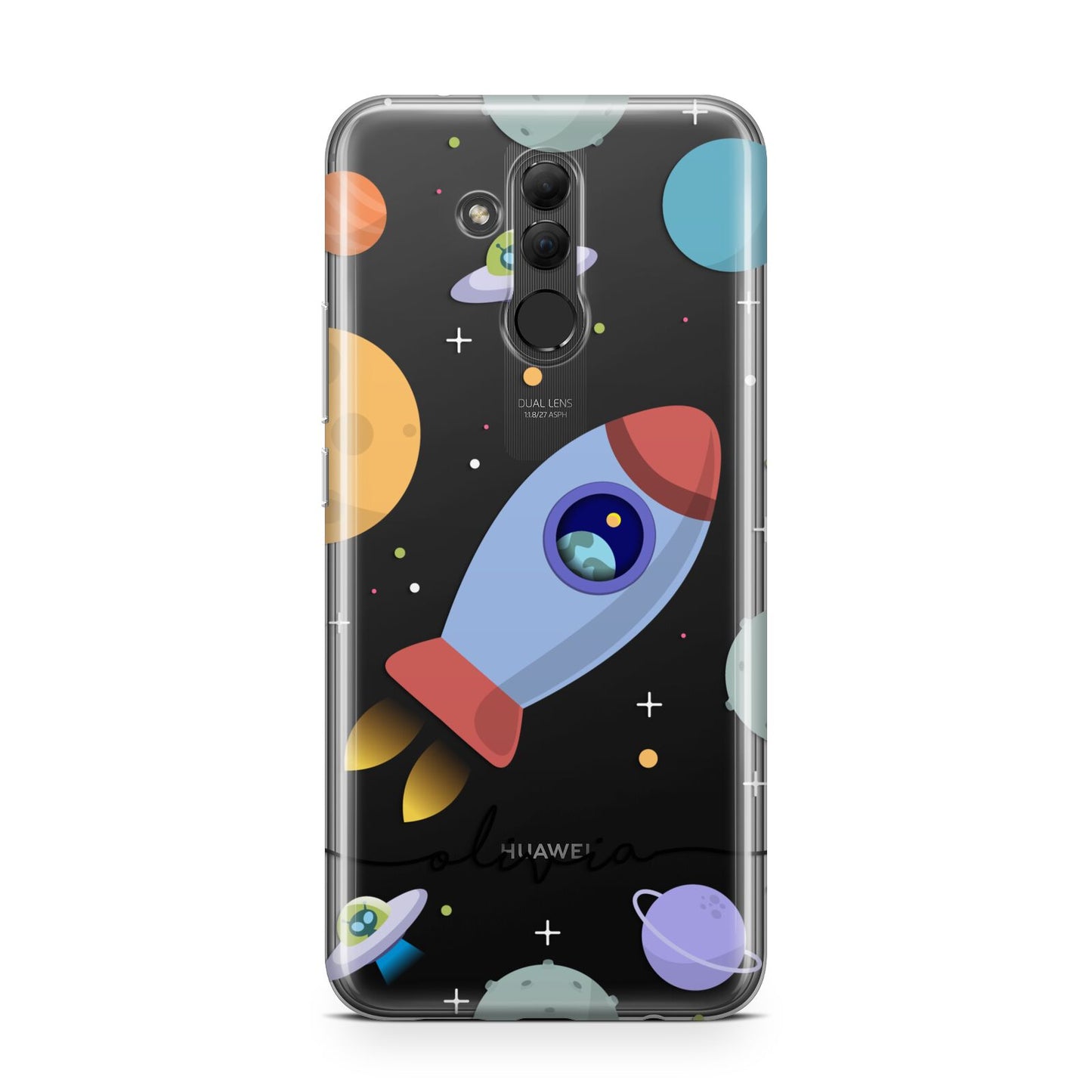 Cartoon Space Artwork with Name Huawei Mate 20 Lite