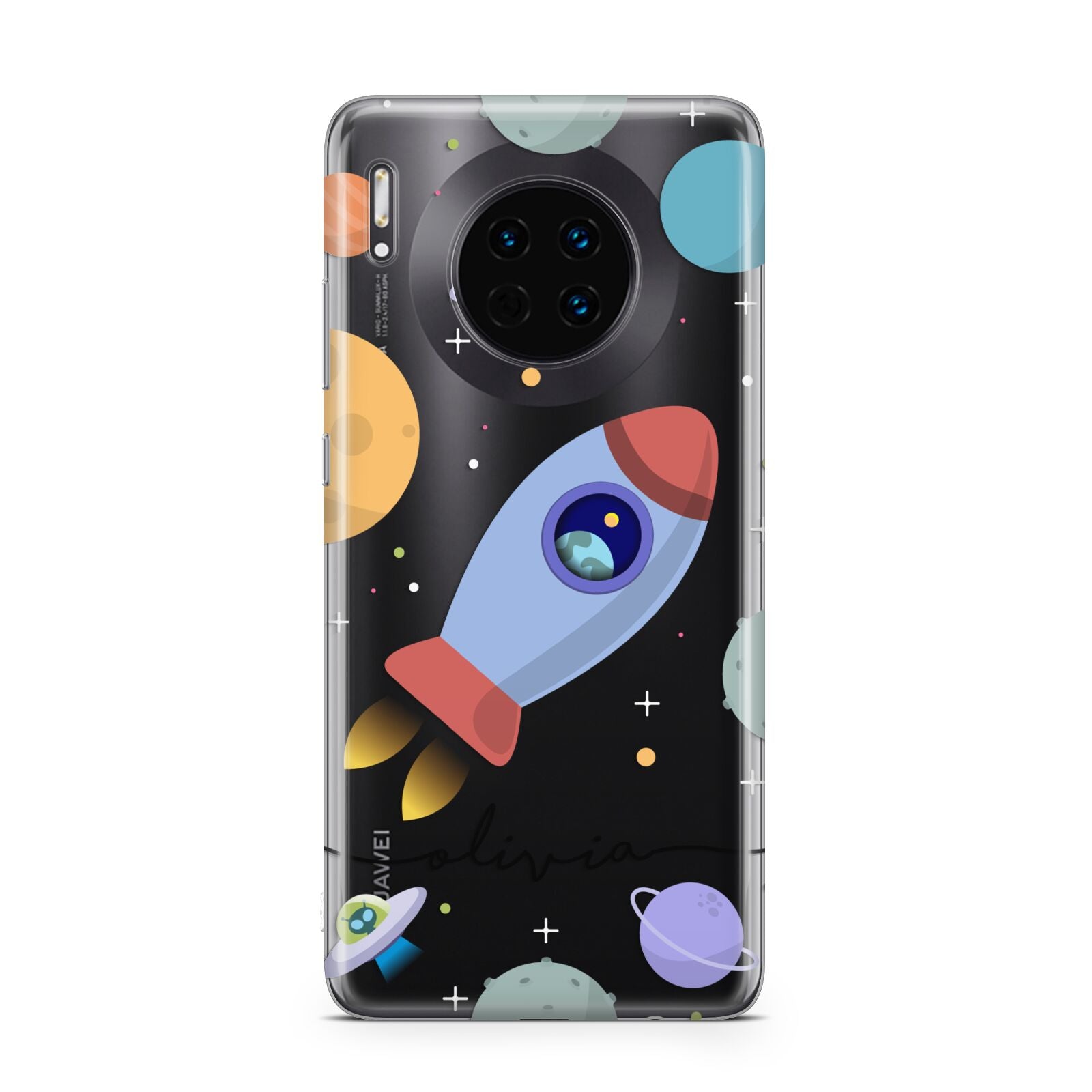 Cartoon Space Artwork with Name Huawei Mate 30