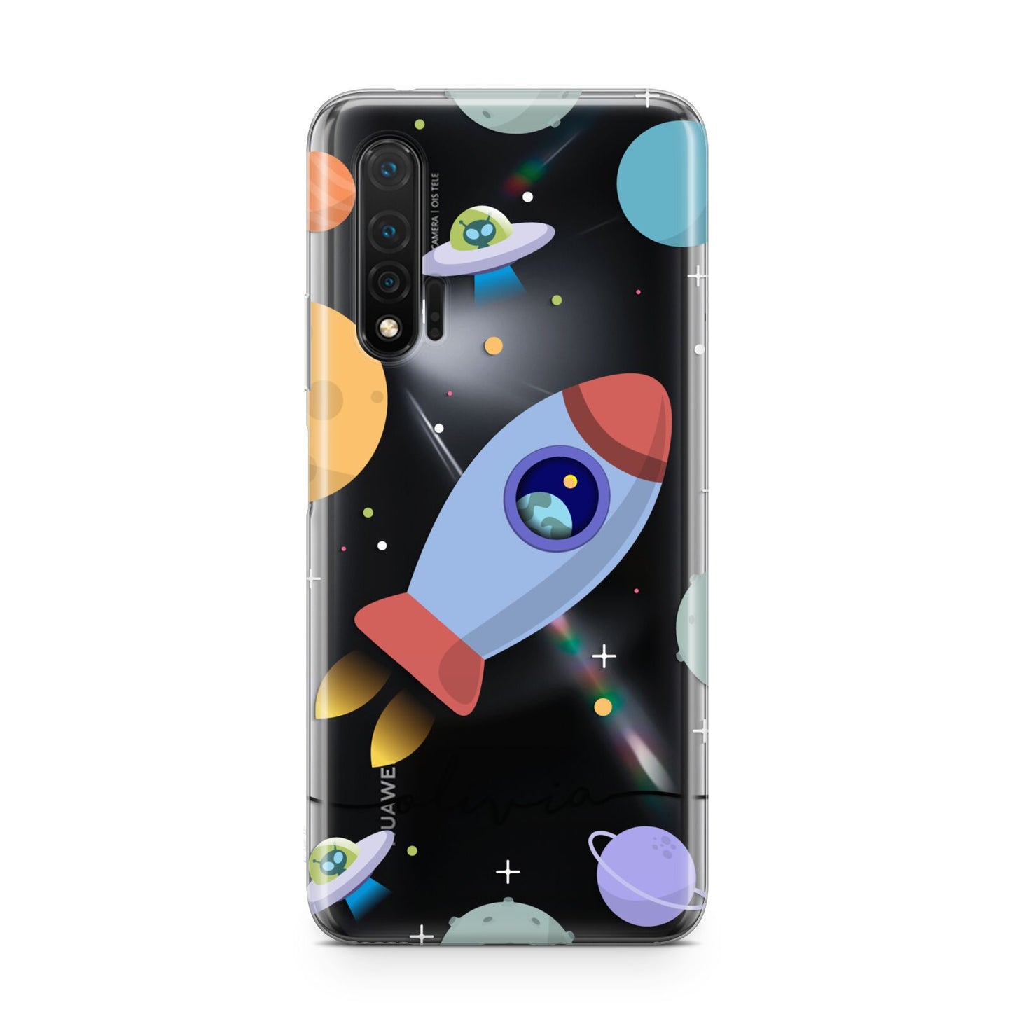 Cartoon Space Artwork with Name Huawei Nova 6 Phone Case