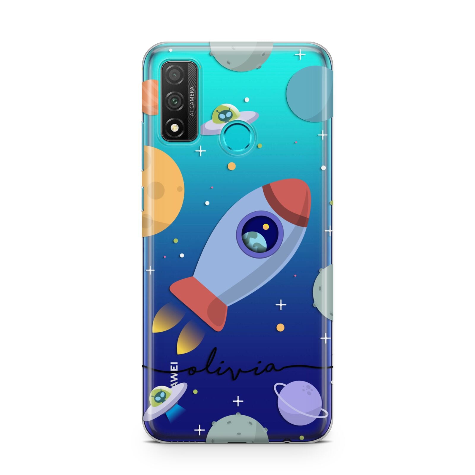 Cartoon Space Artwork with Name Huawei P Smart 2020