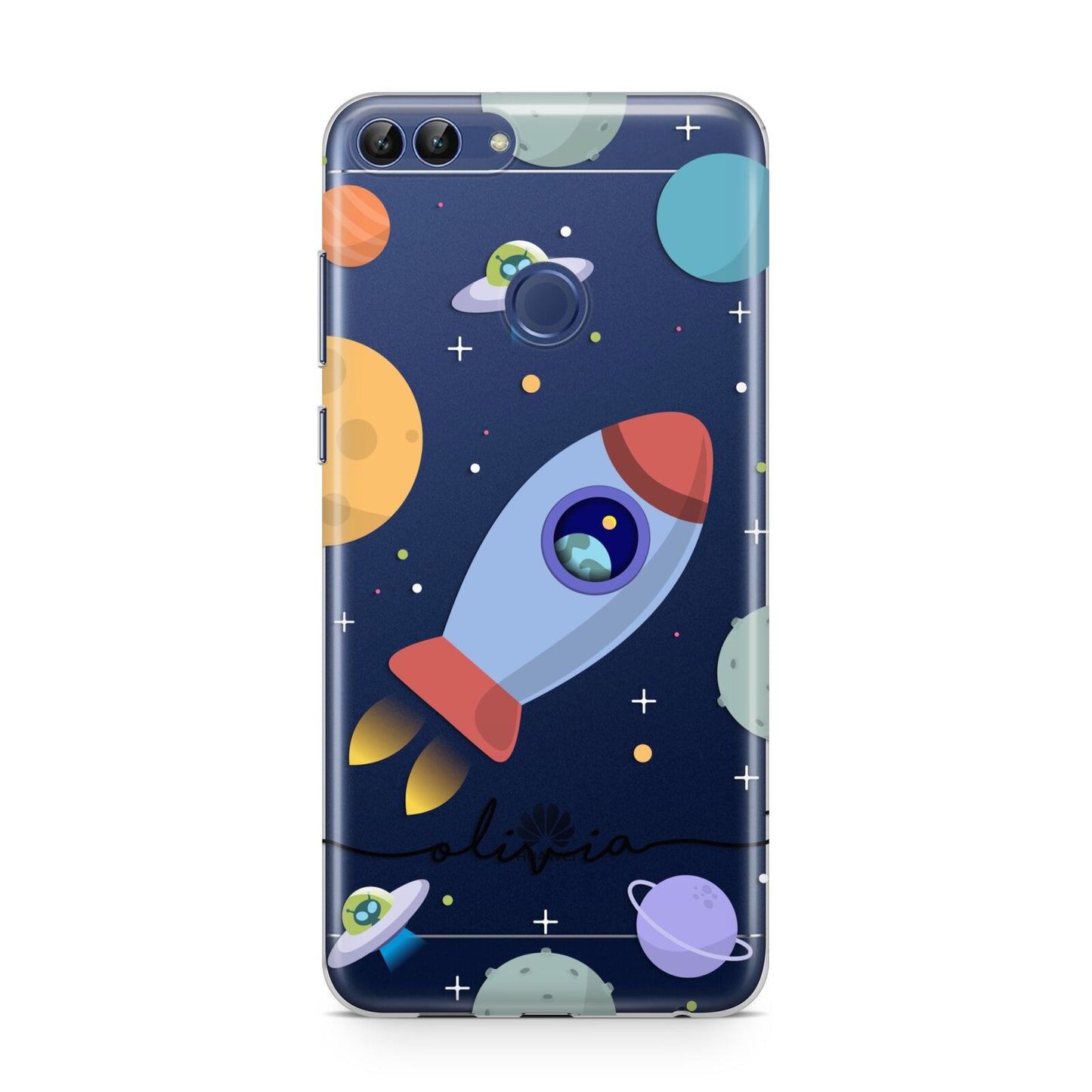 Cartoon Space Artwork with Name Huawei P Smart Case