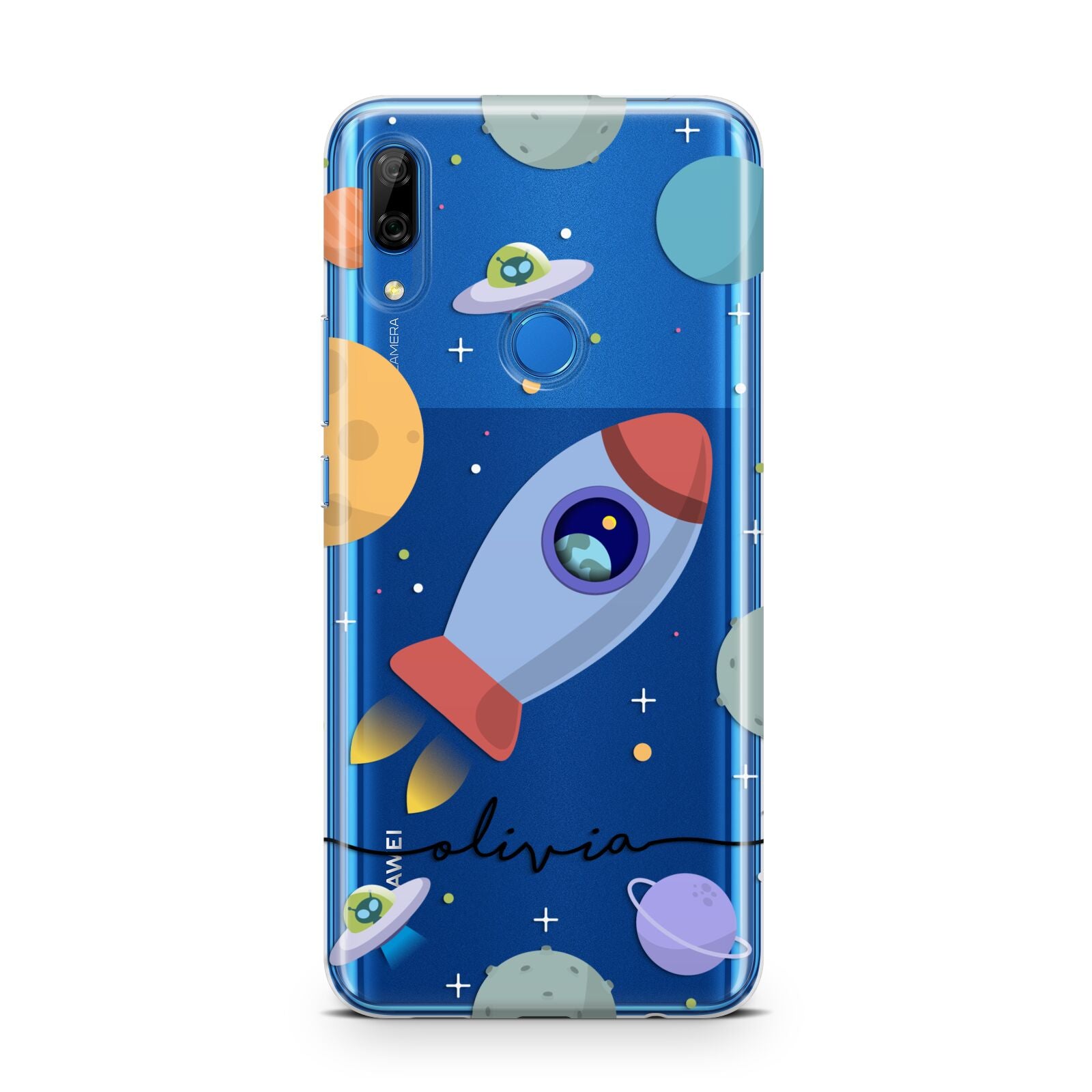 Cartoon Space Artwork with Name Huawei P Smart Z