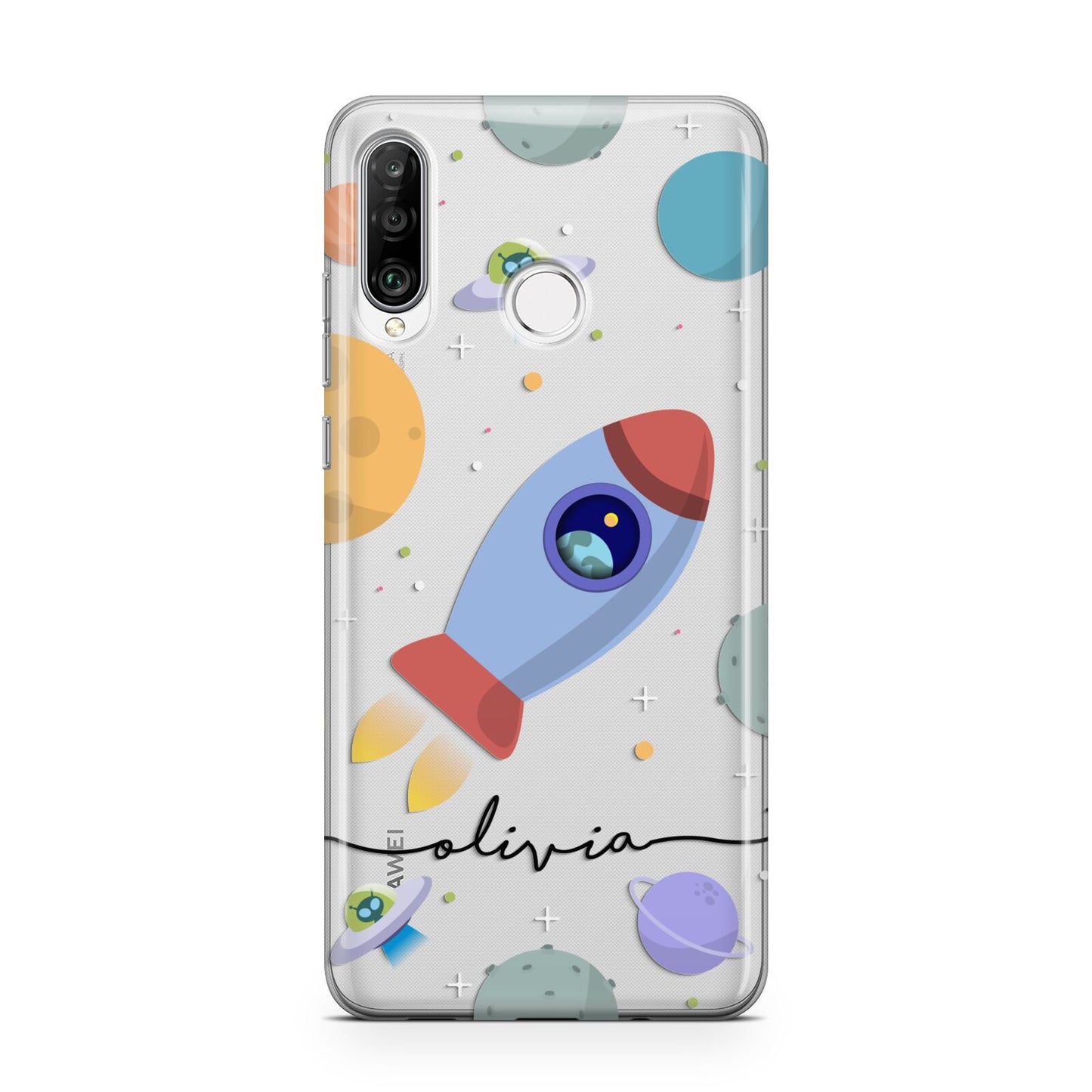 Cartoon Space Artwork with Name Huawei P30 Lite Phone Case