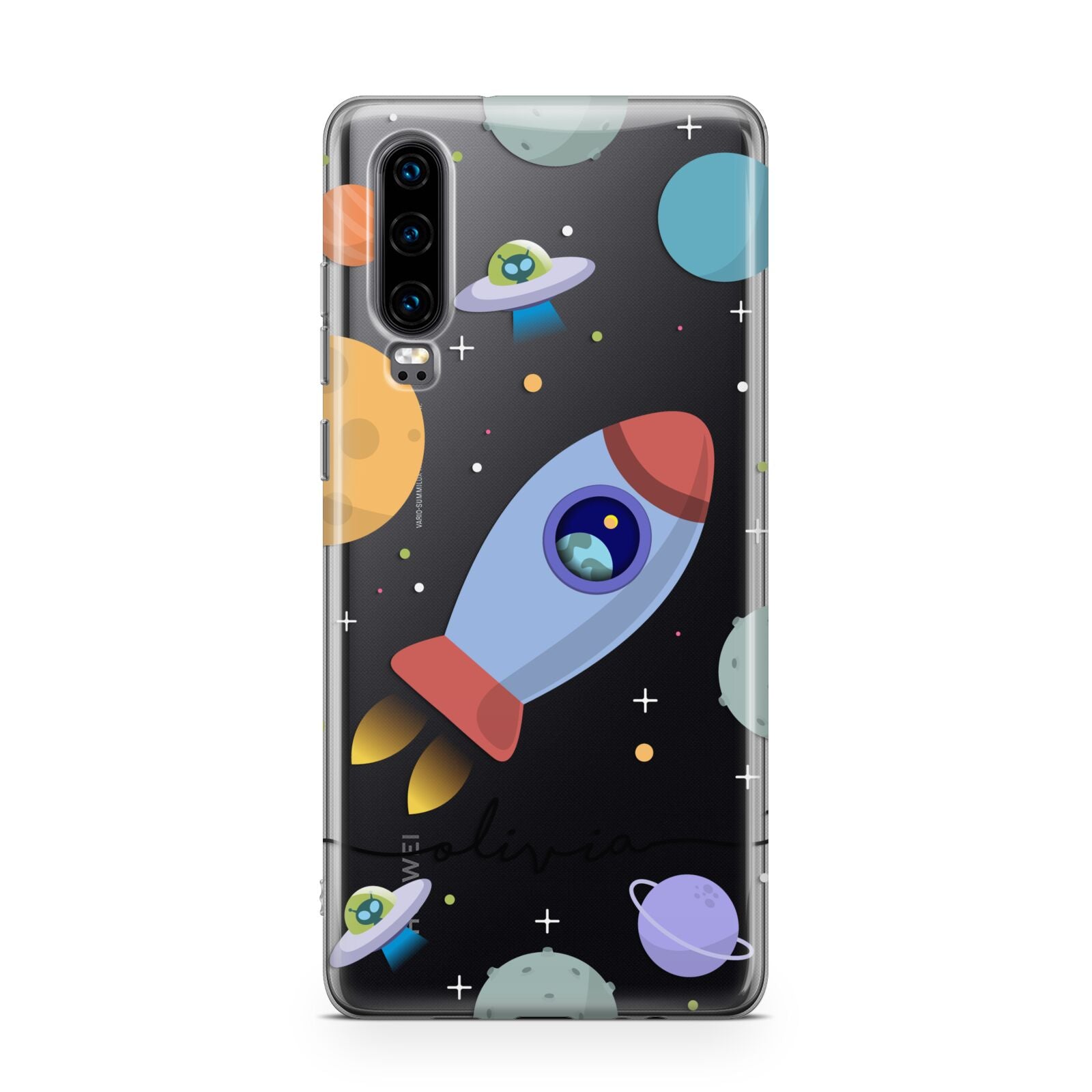 Cartoon Space Artwork with Name Huawei P30 Phone Case