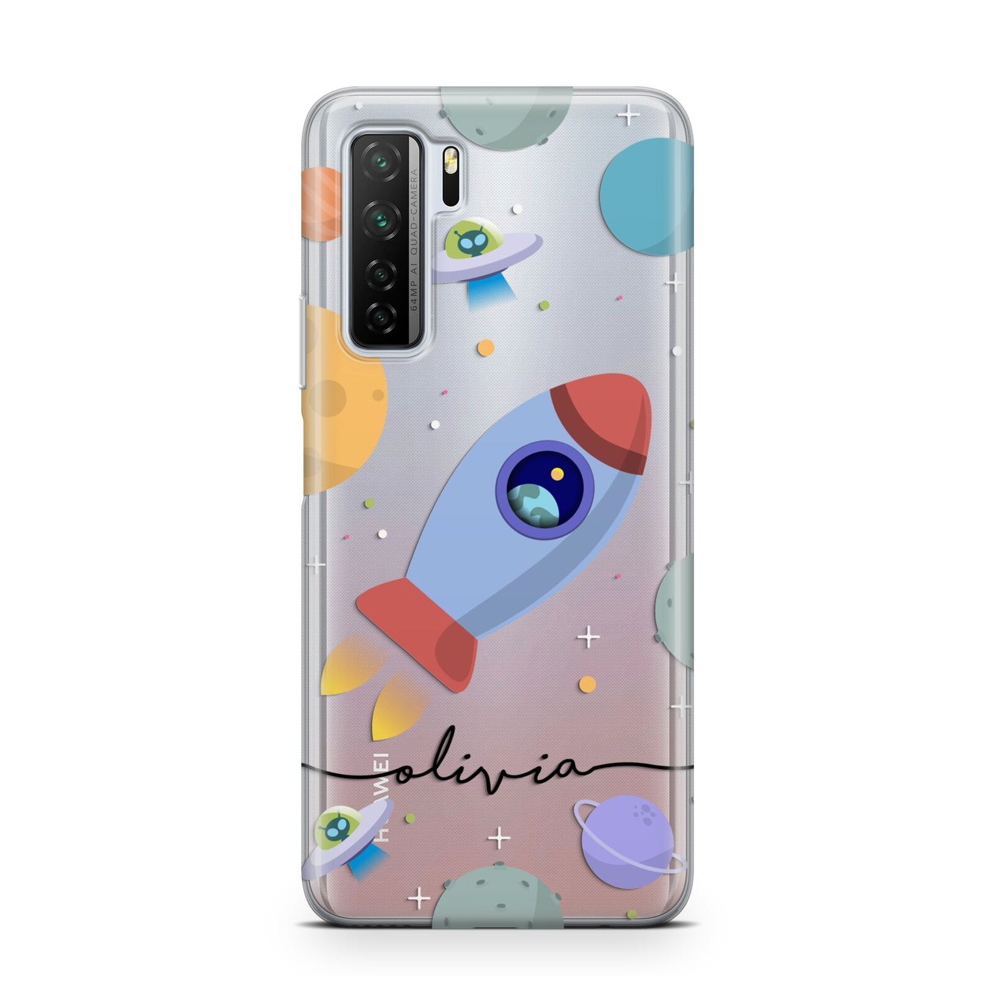 Cartoon Space Artwork with Name Huawei P40 Lite 5G Phone Case