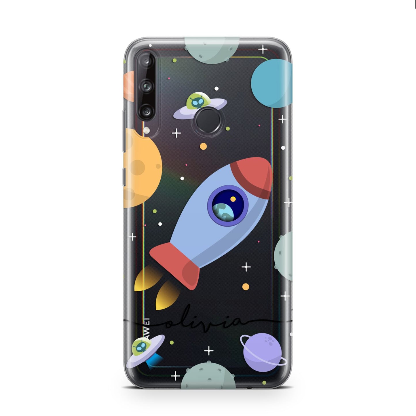 Cartoon Space Artwork with Name Huawei P40 Lite E Phone Case