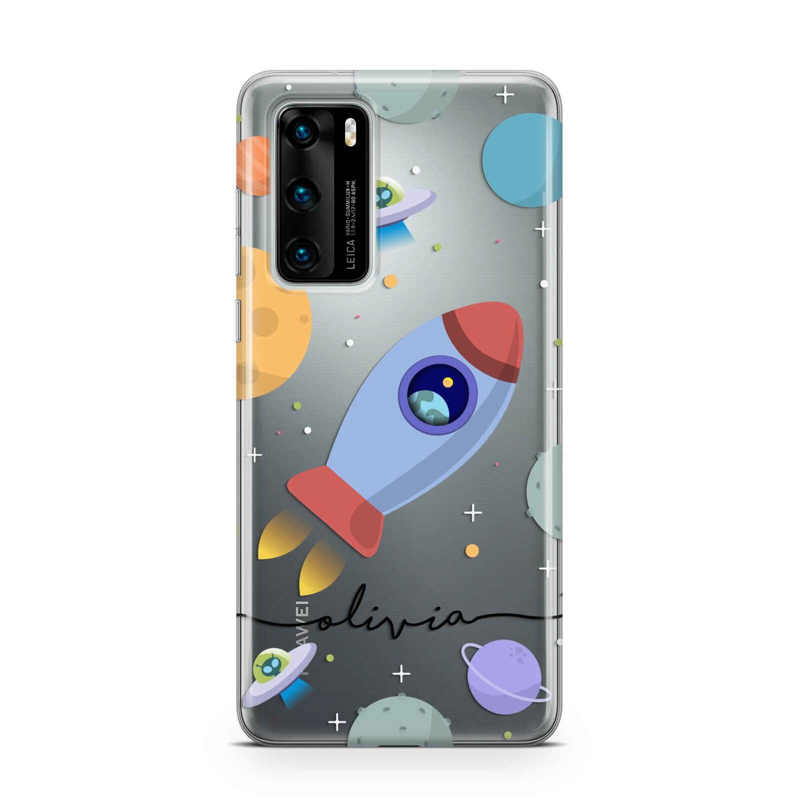 Cartoon Space Artwork with Name Huawei P40 Phone Case