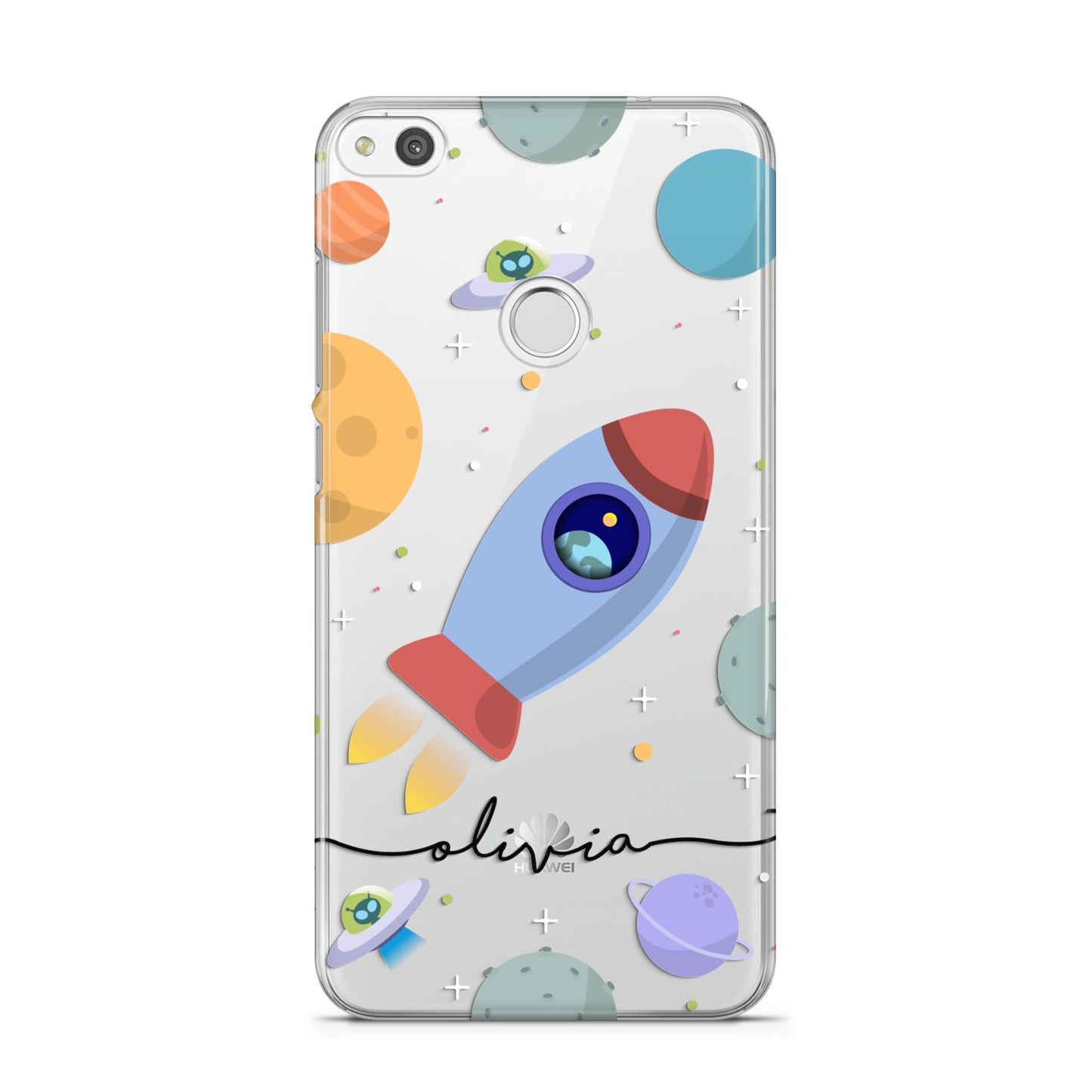 Cartoon Space Artwork with Name Huawei P8 Lite Case